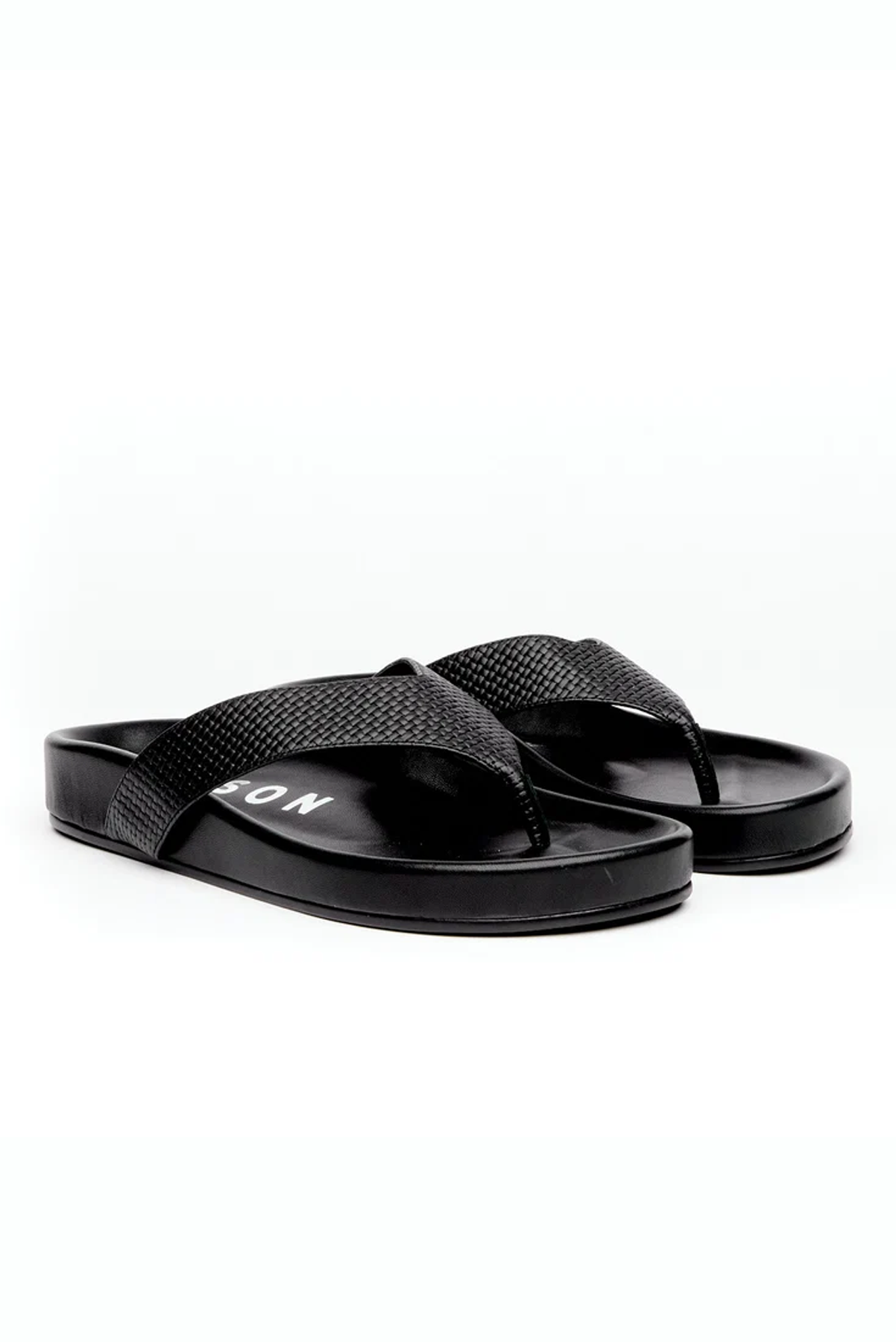 HAEL AND JAX OASIS SANDAL BLACK LEATHER JANDAL