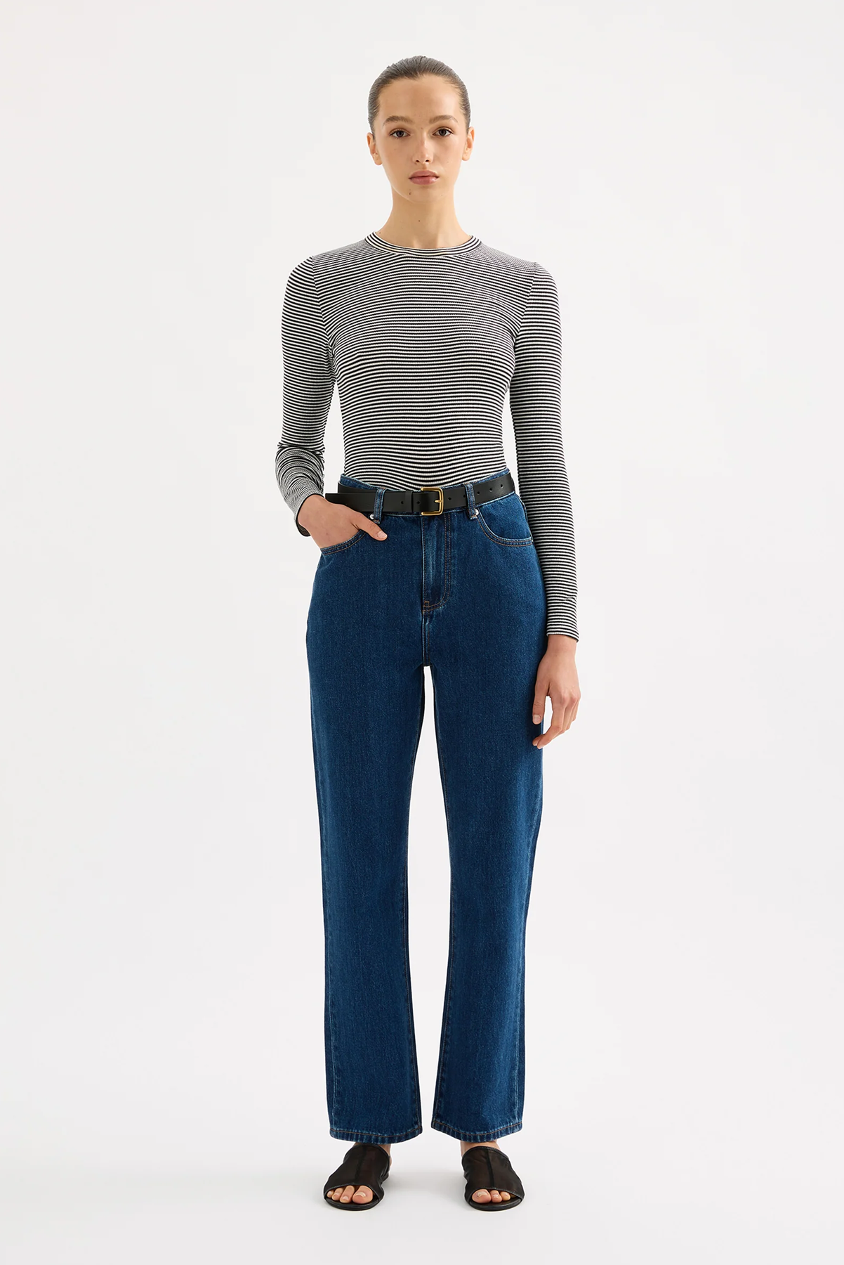 ORGANIC STRIPE RIB LS TEE