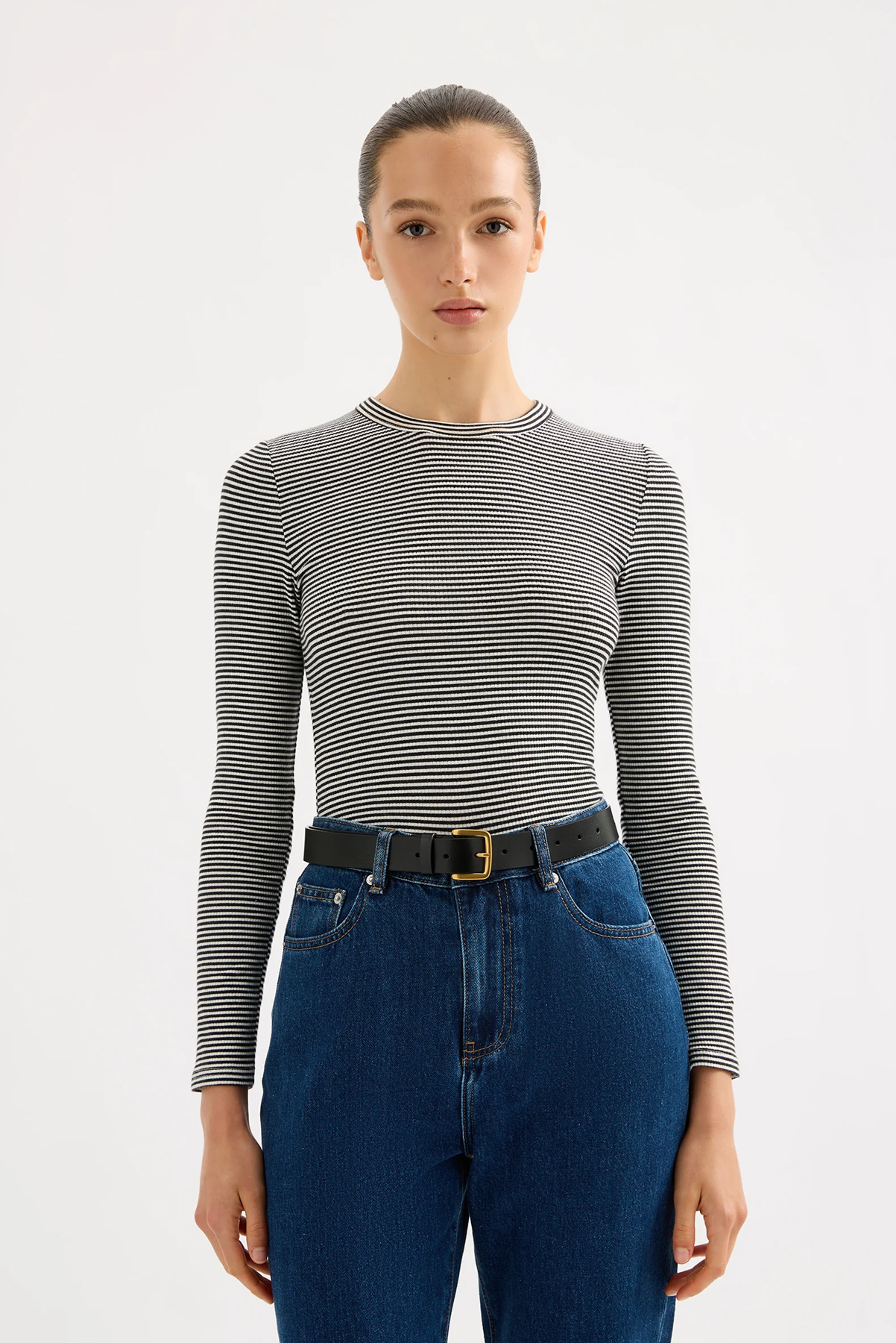 ORGANIC STRIPE RIB LS TEE