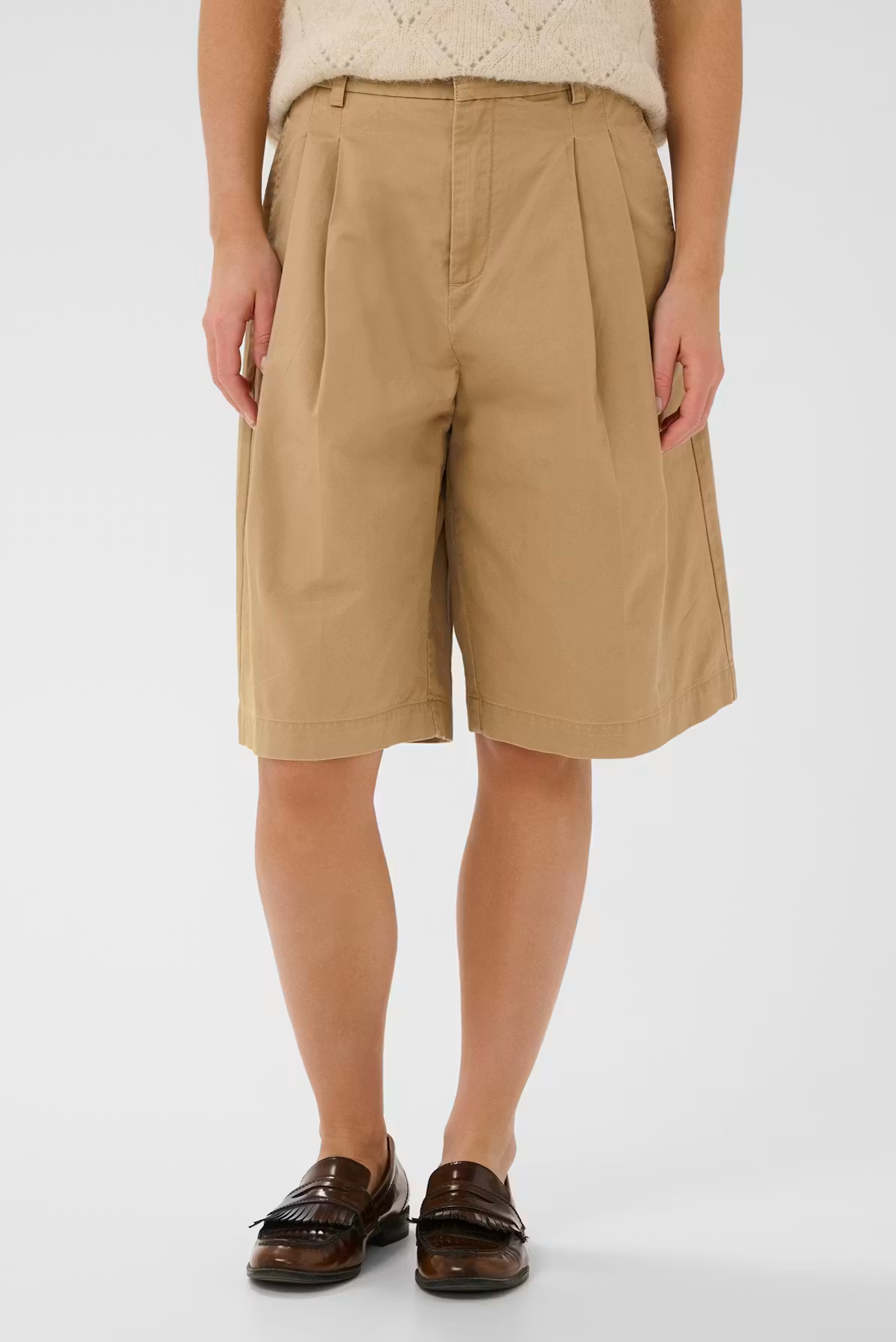 SAINT TROPEZ PARKER SHORTS COTTON LONG SHORTS TAN TIGERS EYE