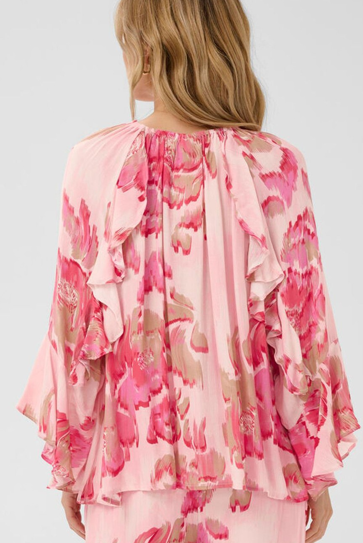 SAINT TROPEZ POLLYANA BLOUSE VISCOSE PINK FLORAL TOP