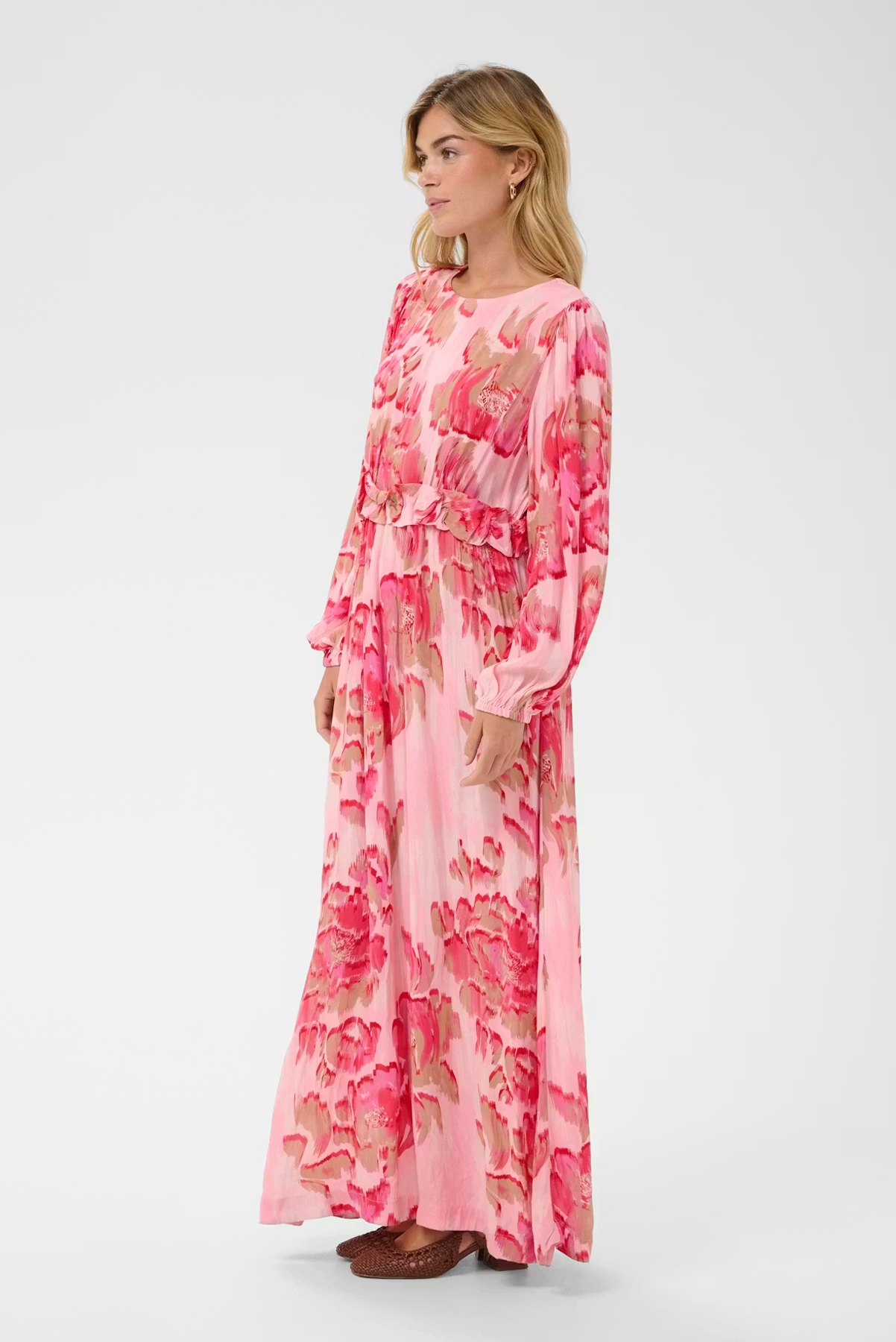 SAINT TROPEZ POLLYANA DRESS VISCOSE PINK FLORAL MAXI DRESS