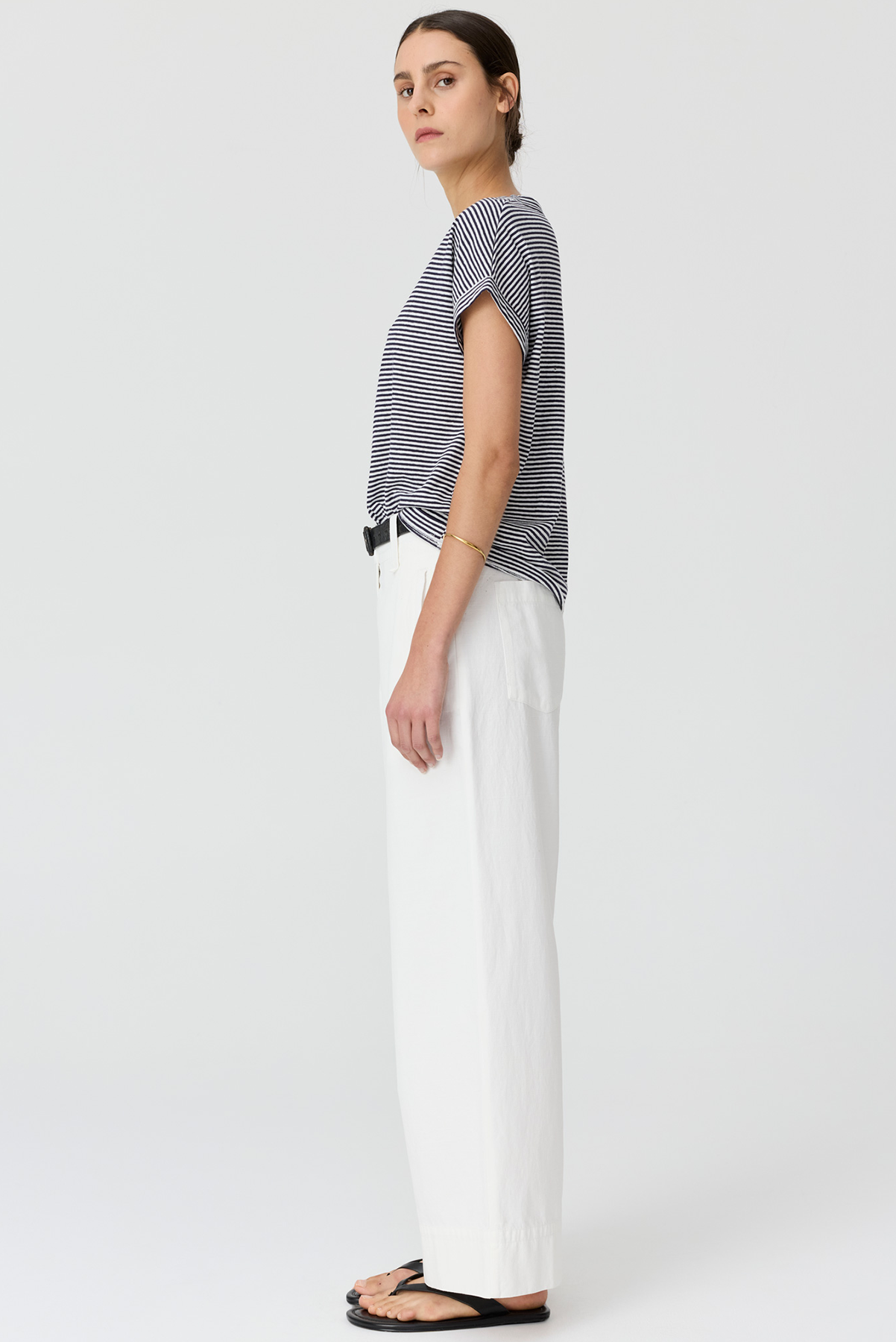 POL MAST STRIPE TEE INK NAVY WHITE STRIPE TOP