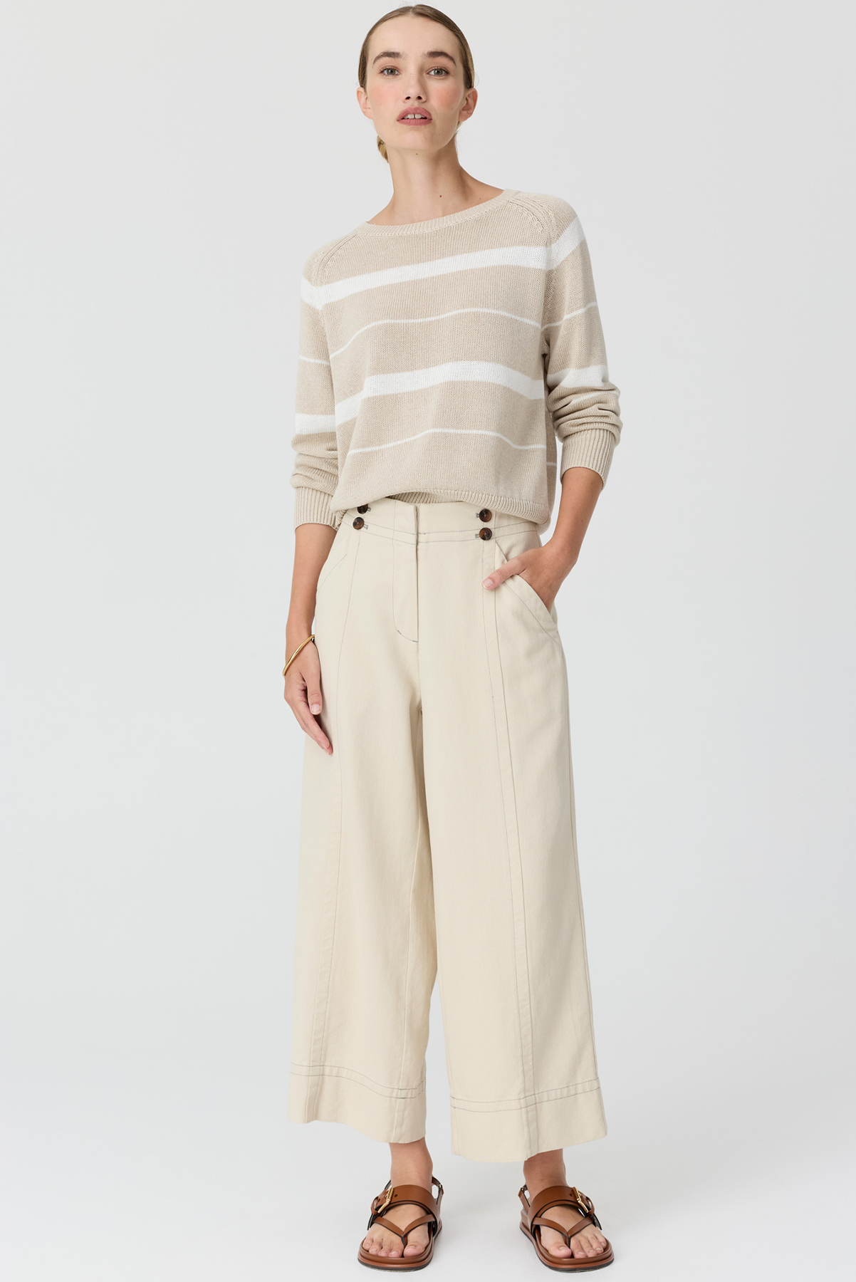 POL ROSIN STRIPE KNIT BLUE BLACK PEBBLE CHALK STRIPE