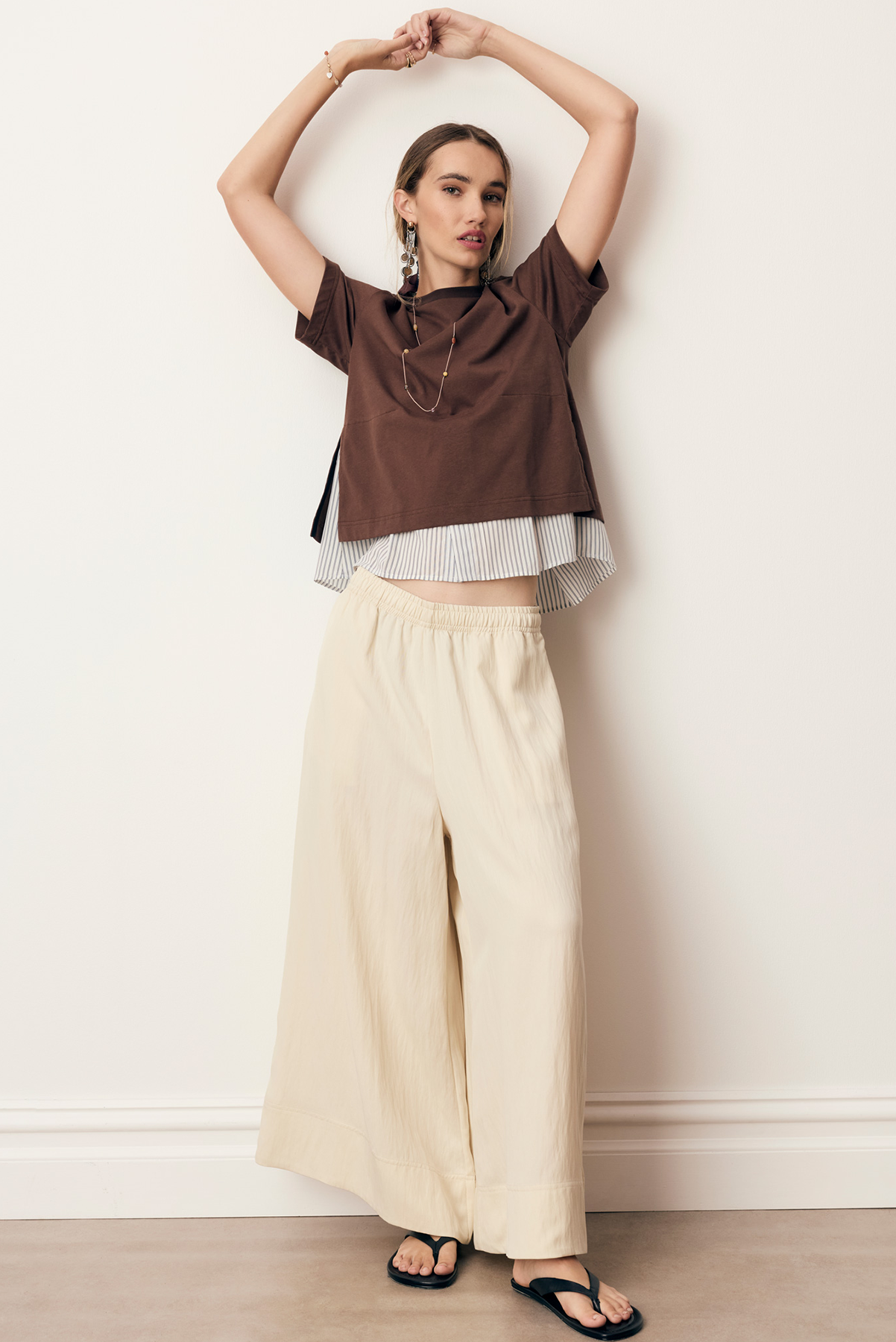 POL ASTER PANT LYOCELL VISCOSE NYLON CHOCOLATE BROWN ECRU