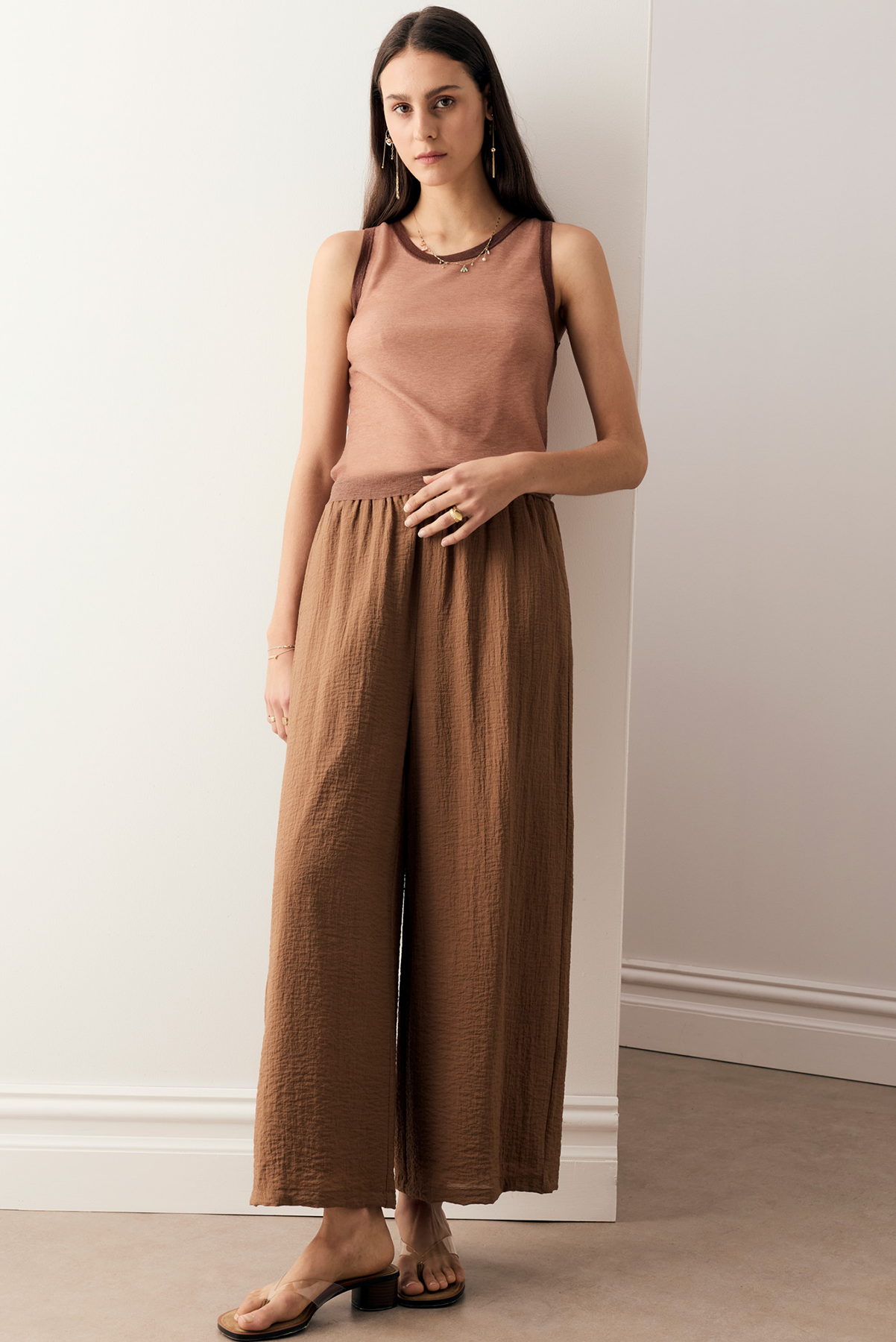 POL ASTER PANT LYOCELL VISCOSE NYLON CHOCOLATE BROWN ECRU