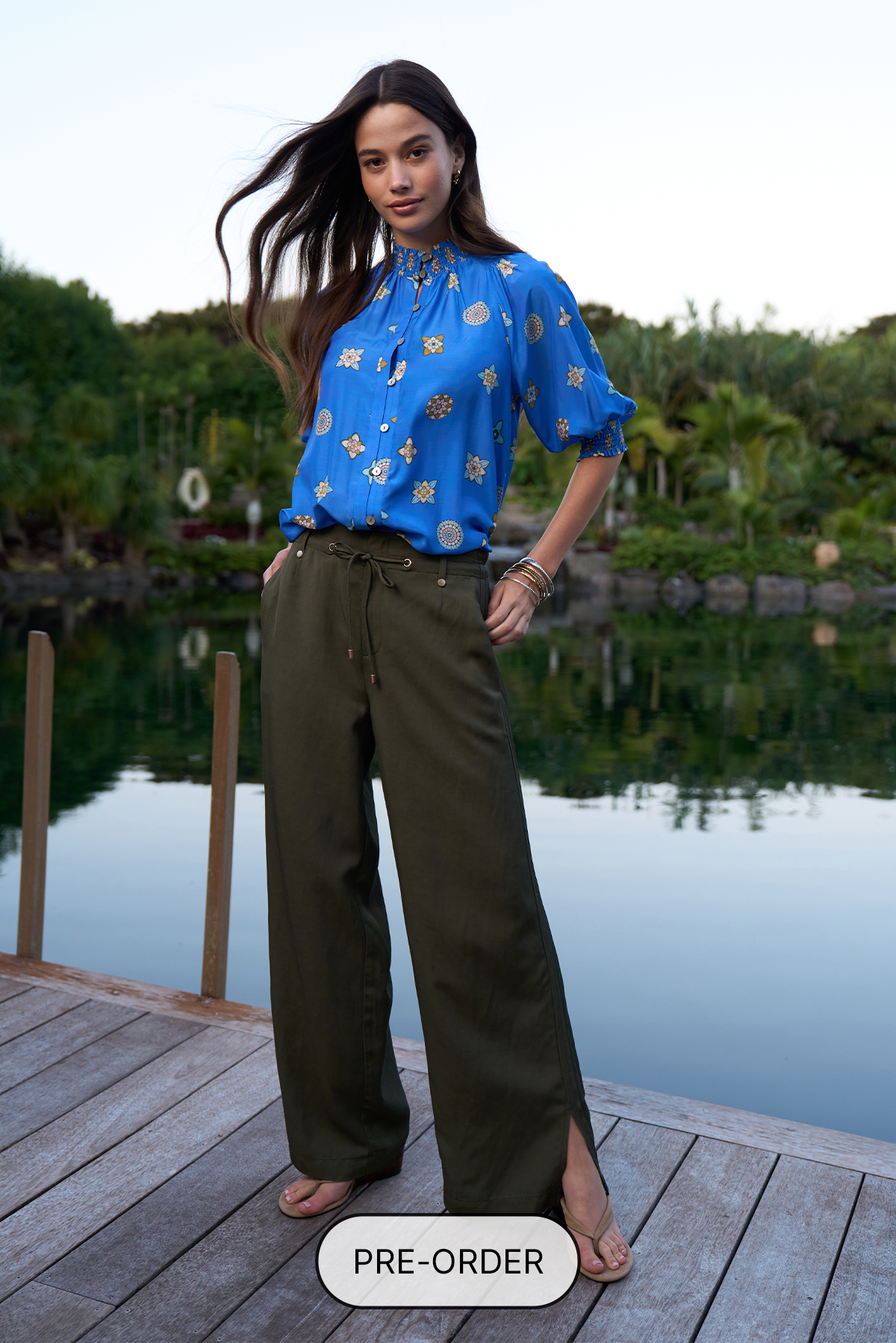 LOOBIES STORY CHENA PANT VISCOSE LINEN OLIVE GREEN TROUSER
