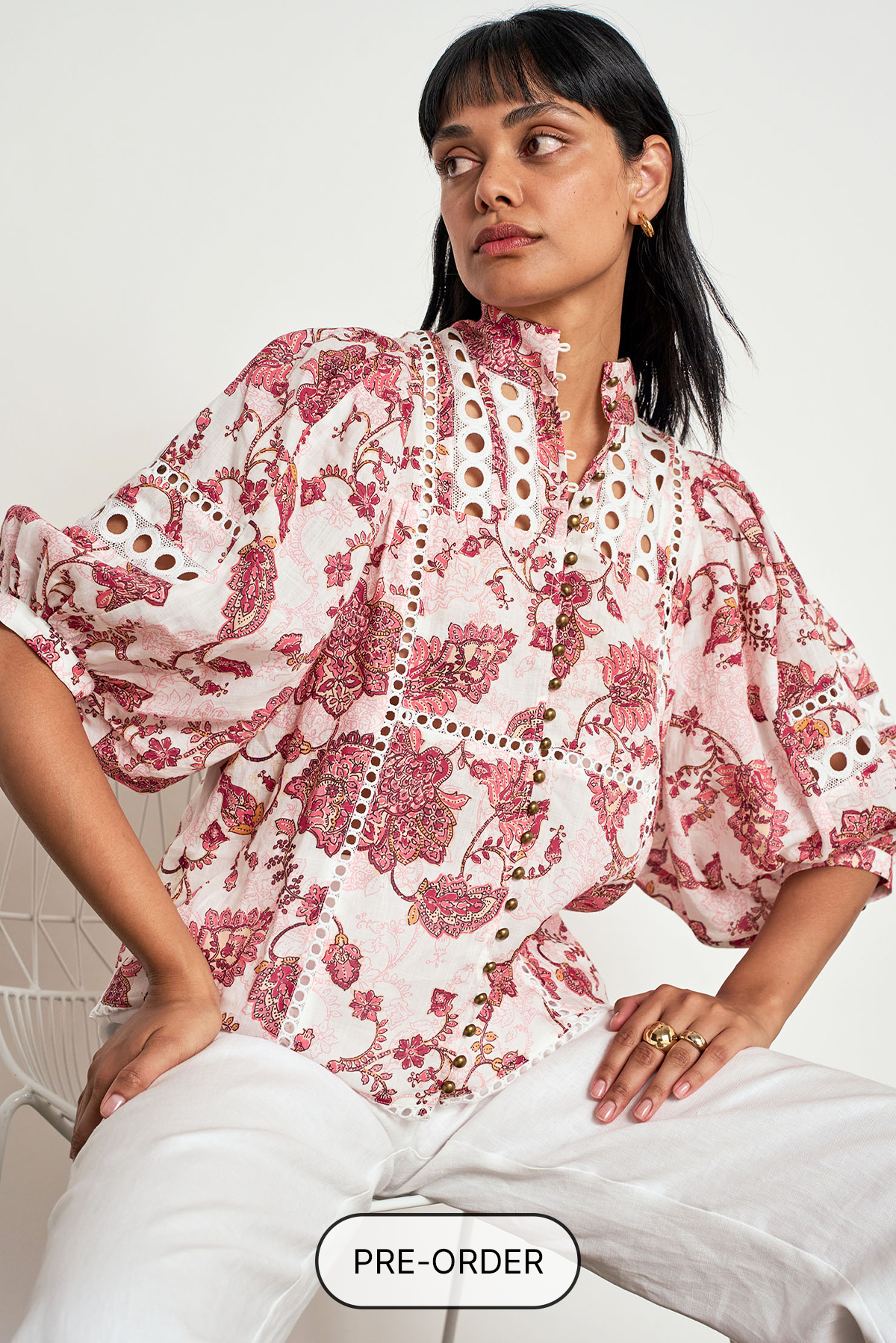ZOE KRATZMANN EXTEND TOP LINEN BLOUSE ROSE PAISEY