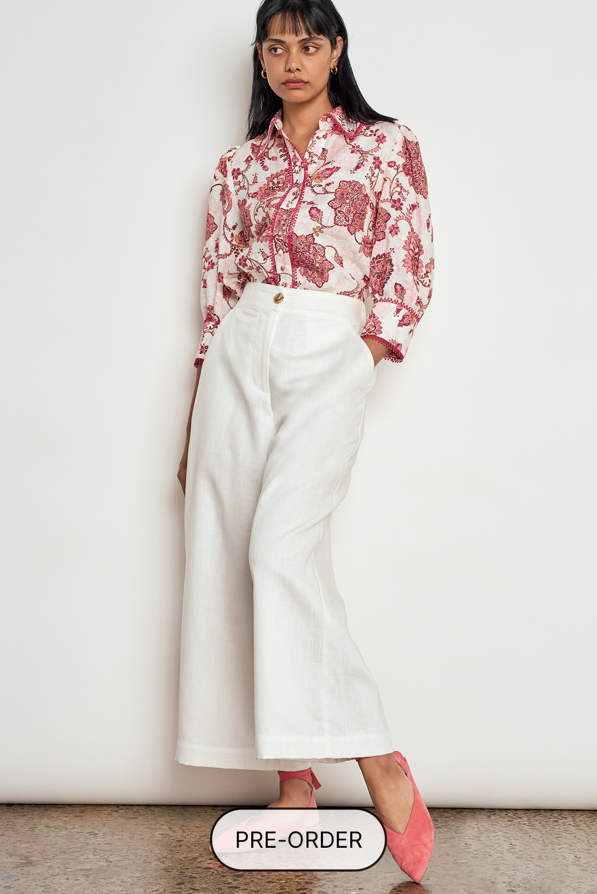 ZOE KRATZMANN FRAME PANT LYOCELL LINEN PORCELAIN WHITE IVORY