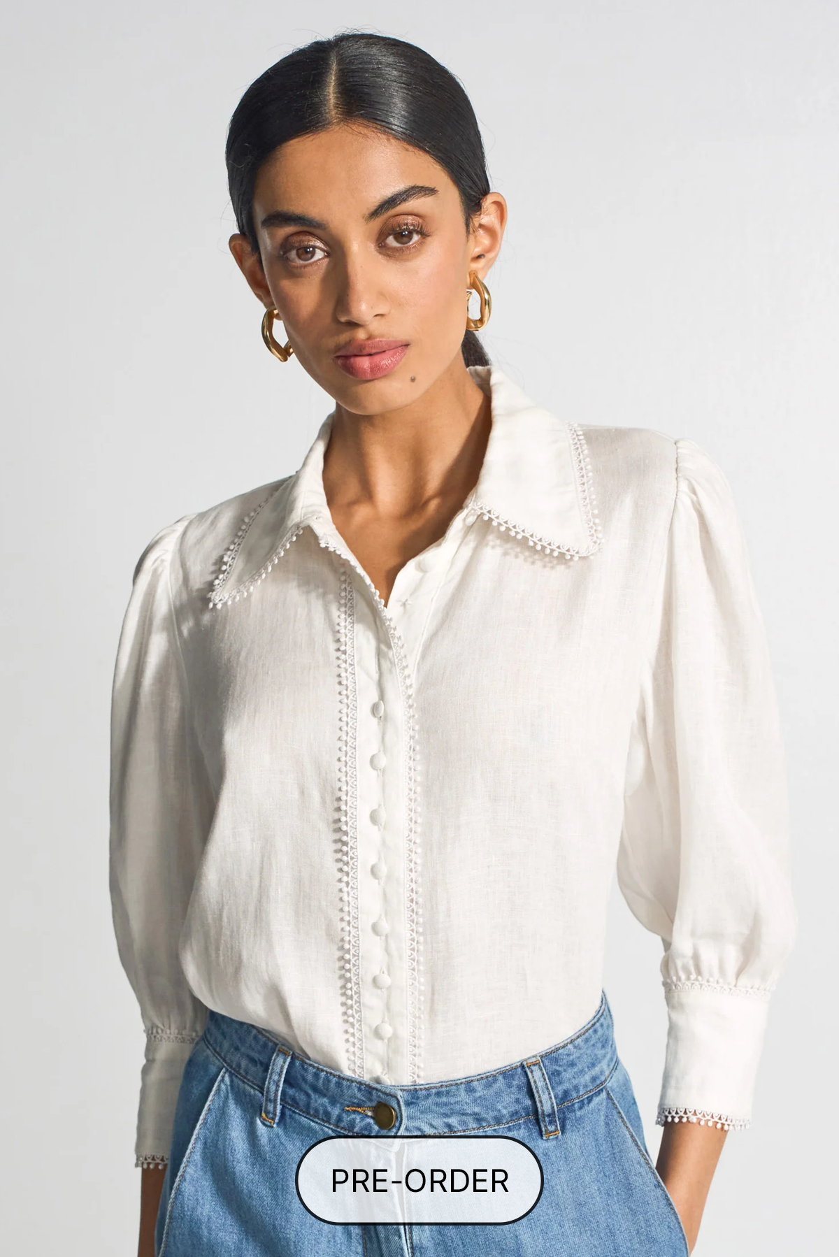 ZOE KRATZMANN SERENADE TOP LINEN BLOUSE IVORY PORCELAIN WHITE