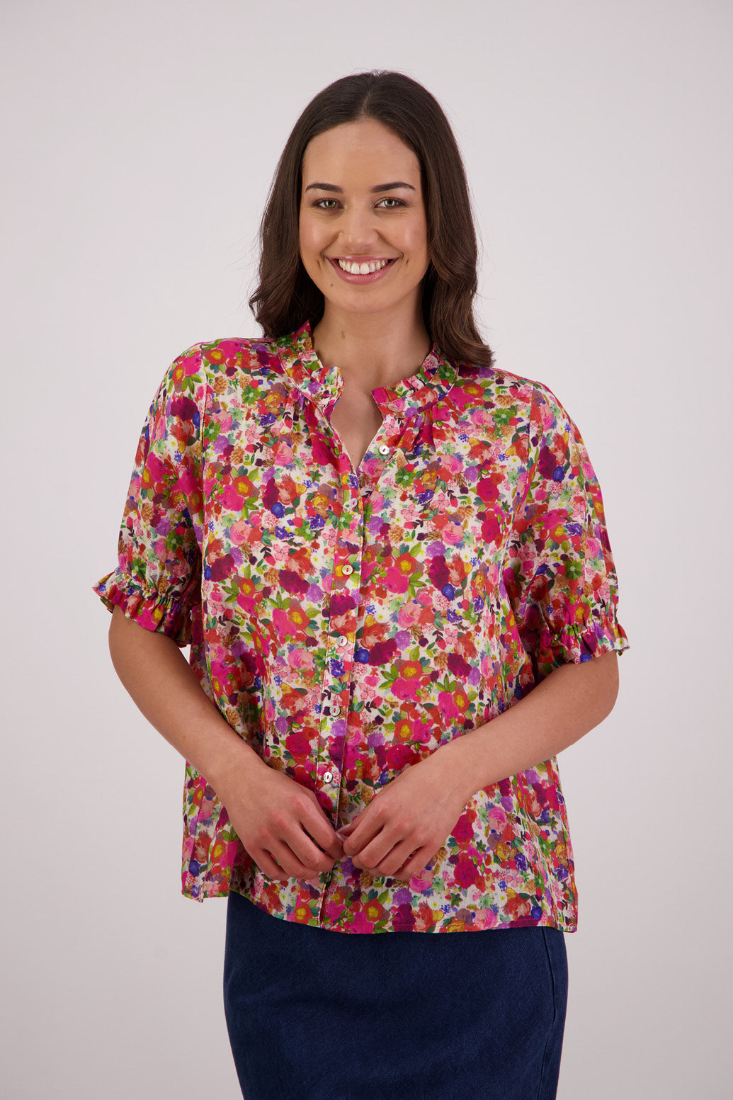 BRIARWOOD PEARLY TOP PINK FLORAL BLOUSE RAMIE