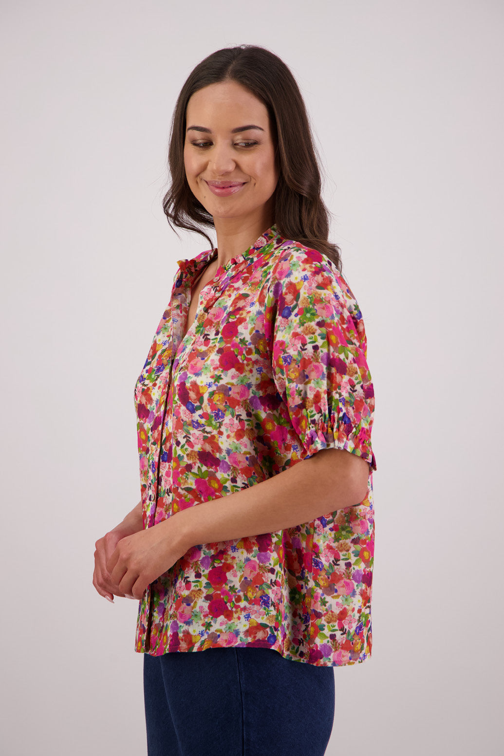 BRIARWOOD PEARLY TOP PINK FLORAL BLOUSE RAMIE
