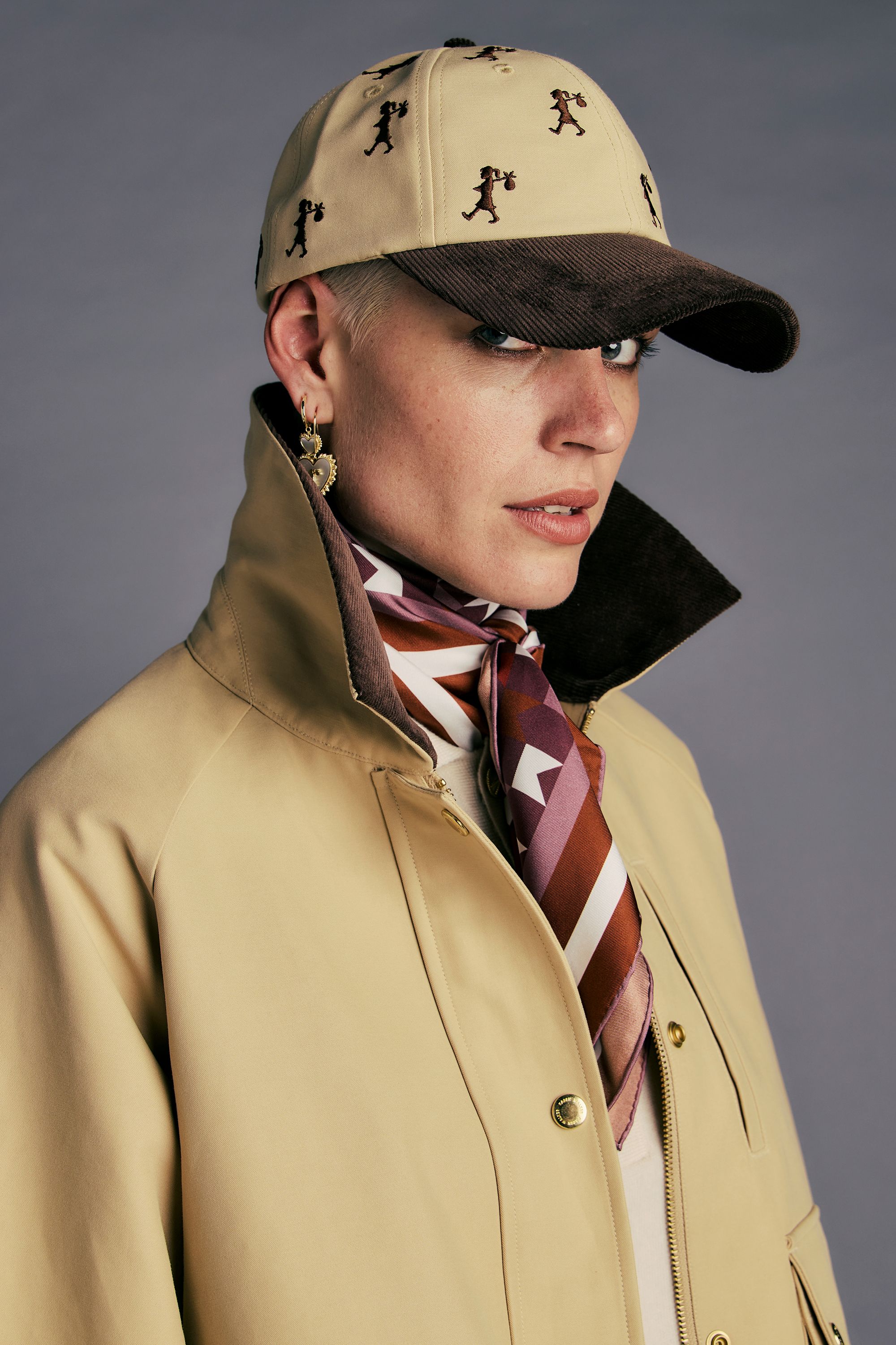 KAREN WALKER RUNAWAY GIRL CLASSIC CAP CORDUROY COTTON TWILL TAN CAP