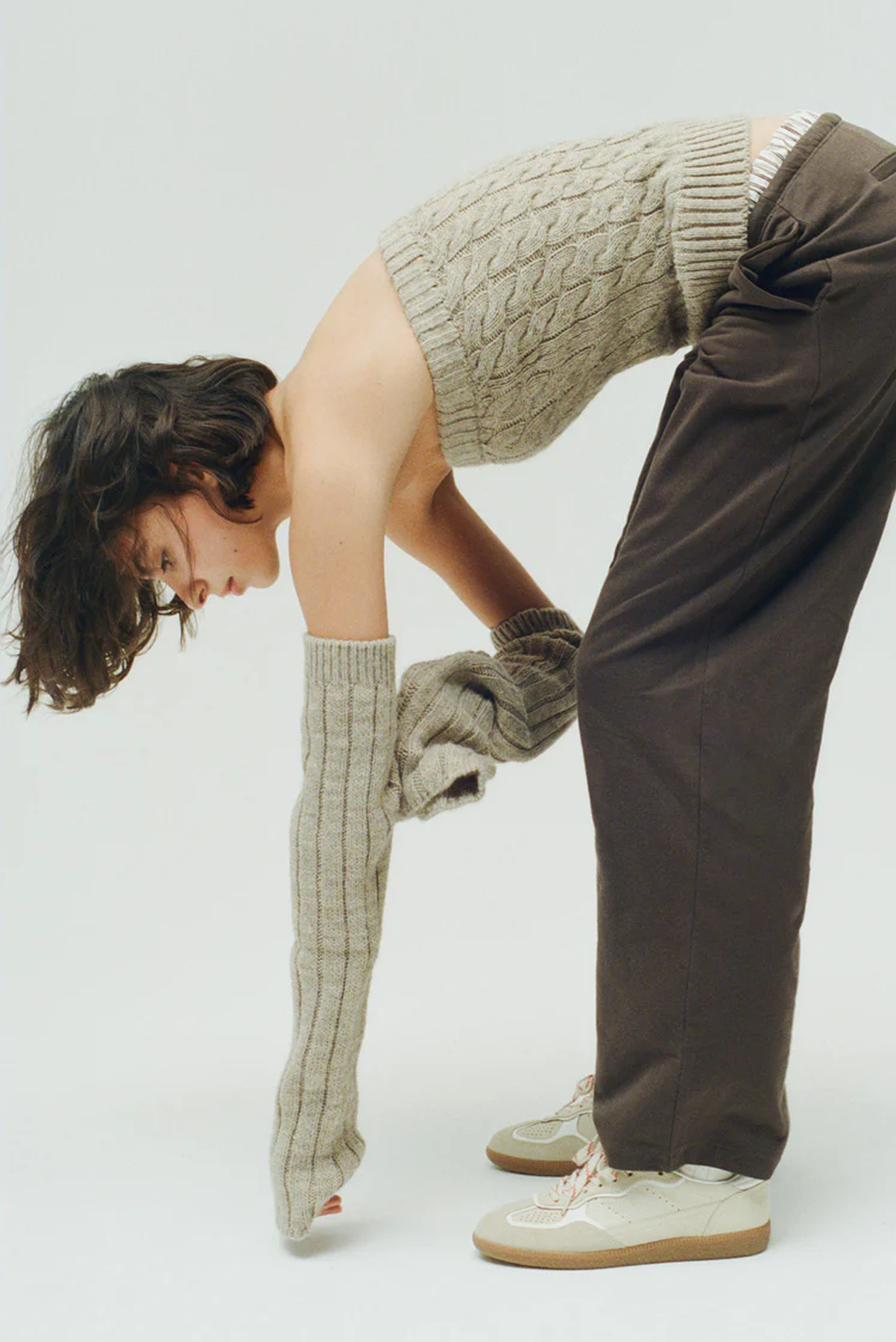 TB. 490 RIFE GRAIN CREAM LEATHER SNEAKERS