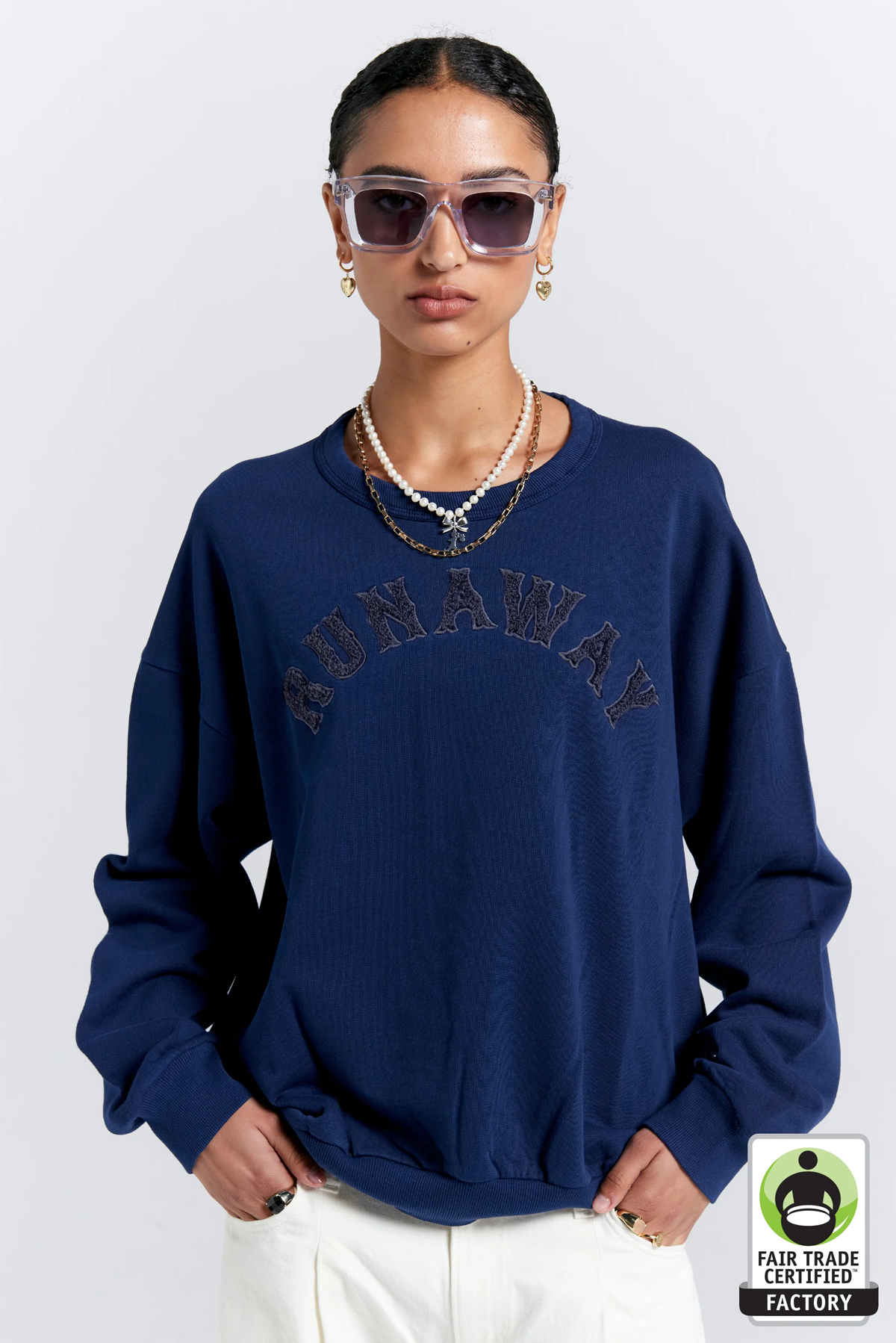 RUNAWAY COLLEGE ORGANIC COTTON CREWNECK SWEATSHIRT