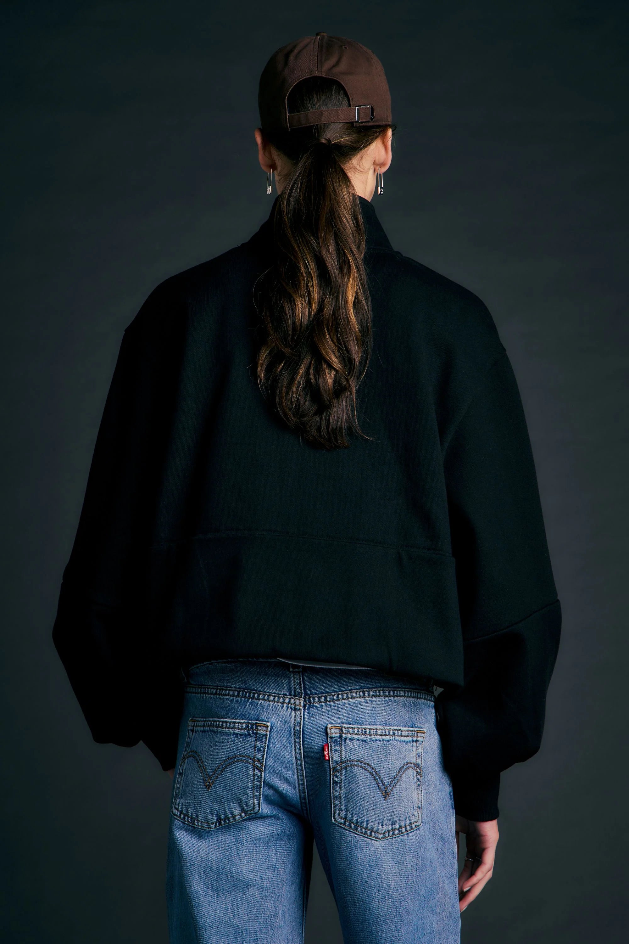 KAREN WALKER RUNAWAY ZIP FRONT SWEATSHIRT BLACK JUMPER