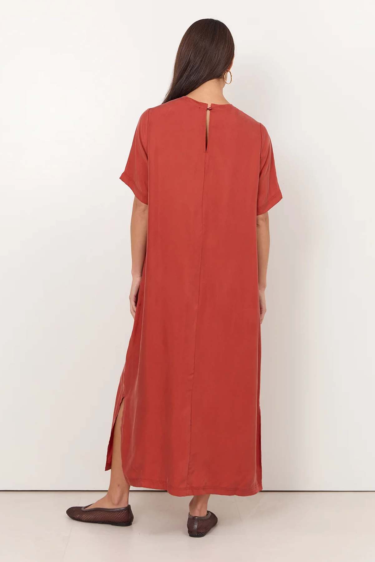ADORNE RYAN DRESS CUPRO VISCOSE RUST MIDI DRESS