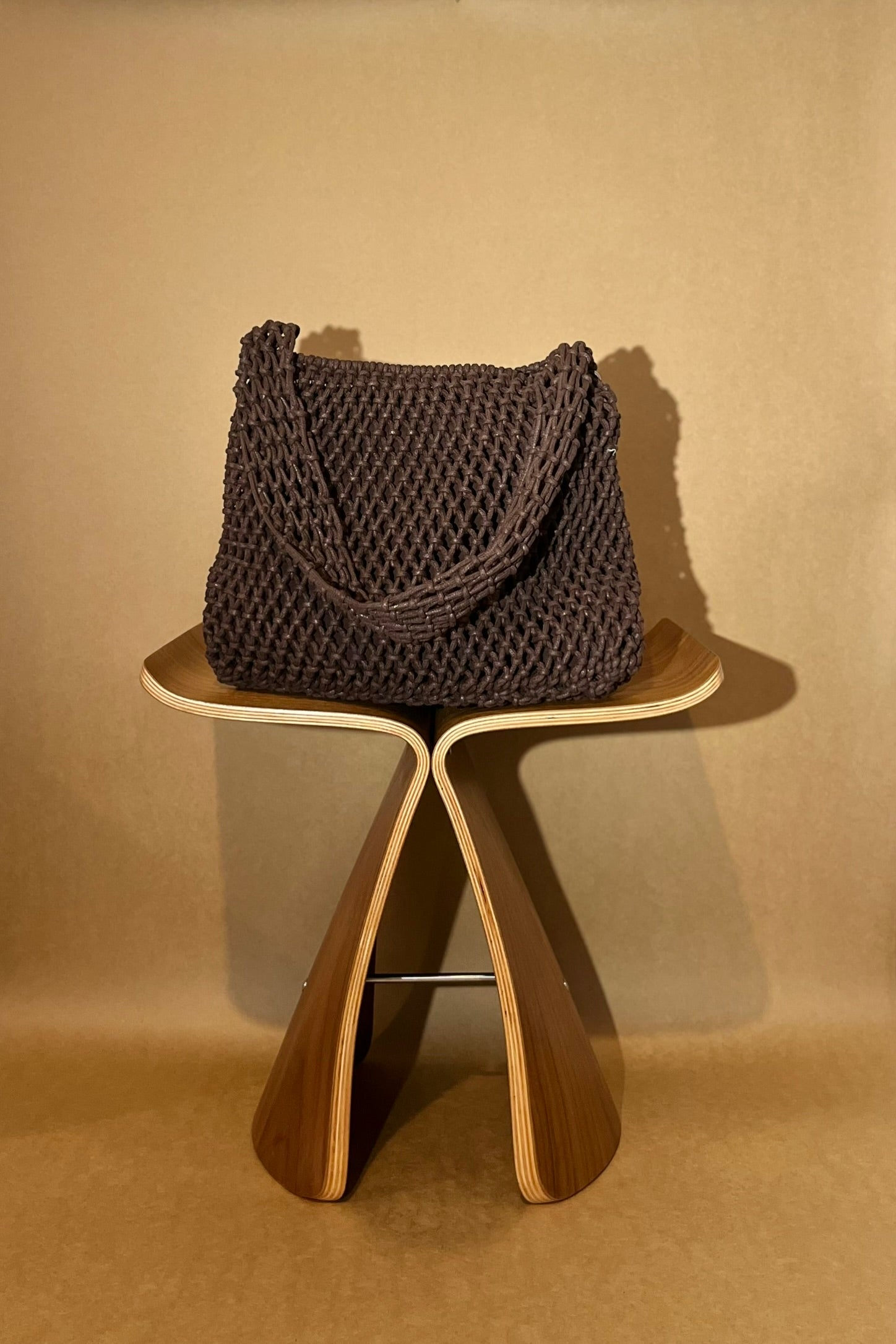 WENDYS LILLY SAWYER TOTE BROWN CHOCOLATE CROCHET CORD BAG SHOULDER BAG HANDBAG
