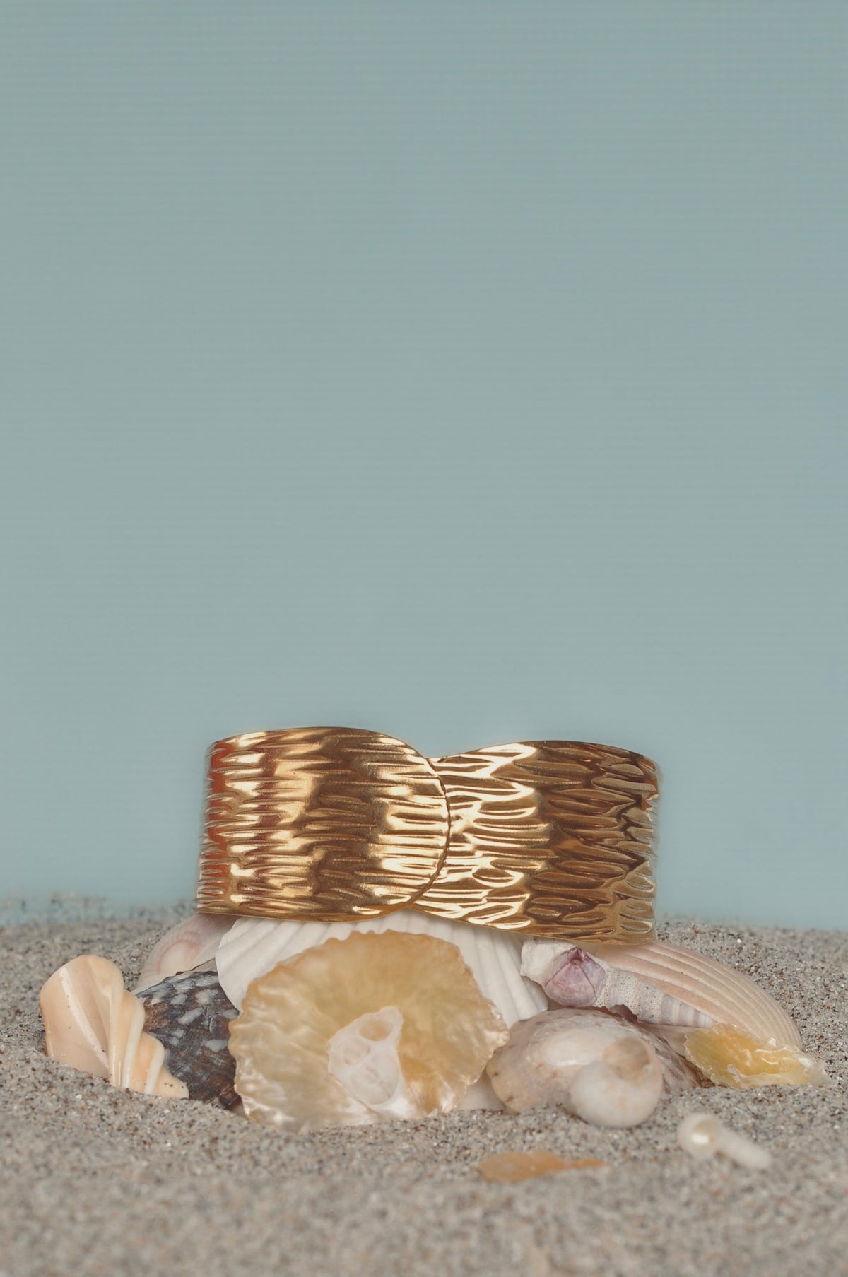 WENDYS SUKI BANGLE TEXTURED GOLD BANGLE RIBBED TEXTURE ARM CUFF ADJUSTABLE