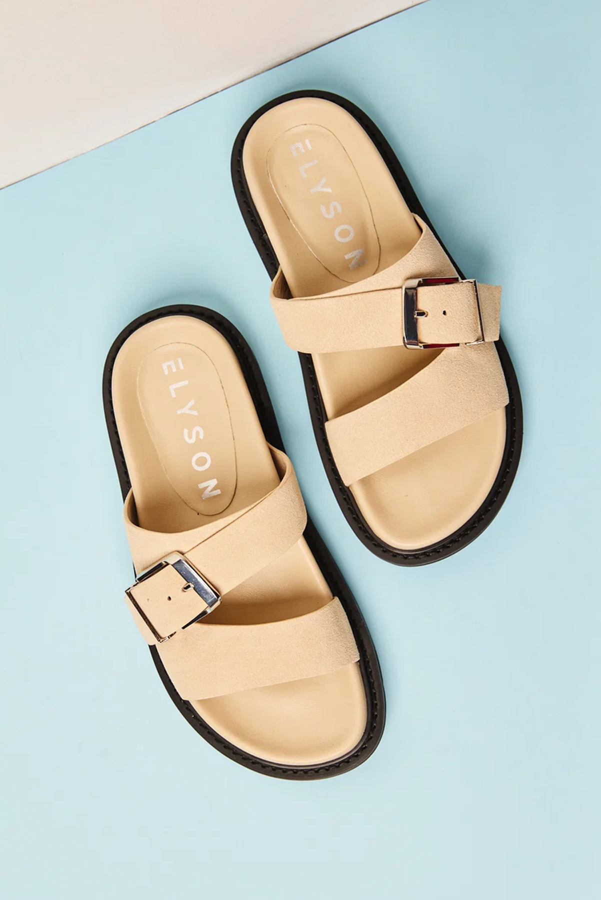HAEL AND JAX SURGE SANDAL LEATHER STONE IVORY SLIDE