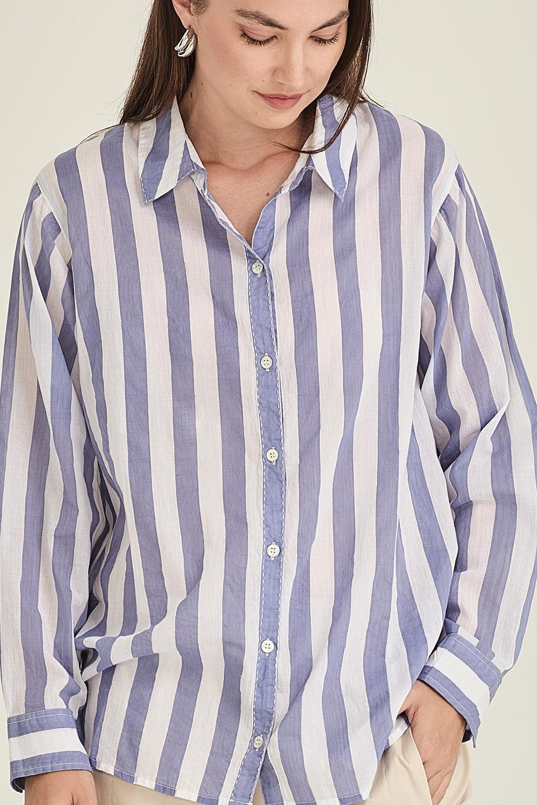 SILLS POSITANO BLUE & WHITE STRIPE SHIRT