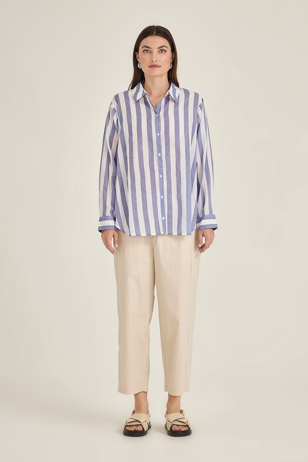 SILLS POSITANO BLUE & WHITE STRIPE SHIRT