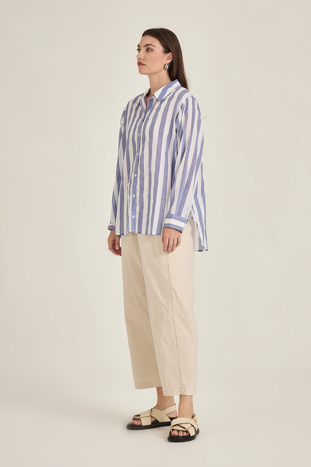 SILLS POSITANO BLUE & WHITE STRIPE SHIRT