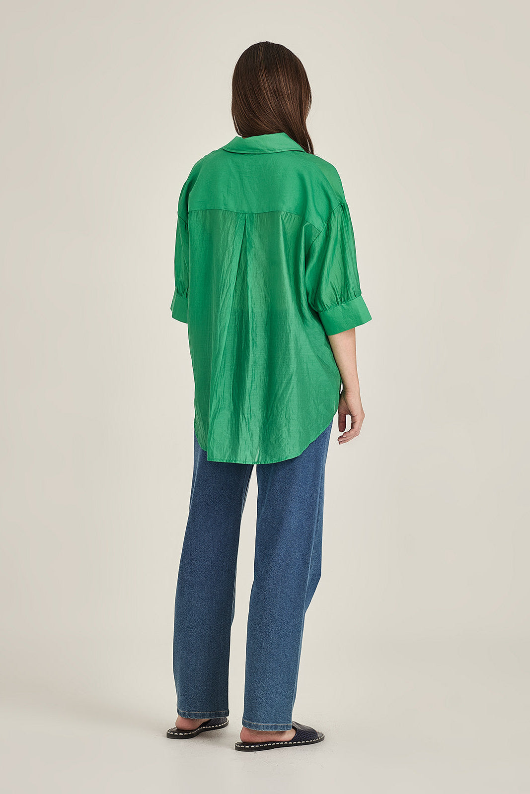 SILLS MILLIE BUTTON DOWN BLOUSE EMERALD