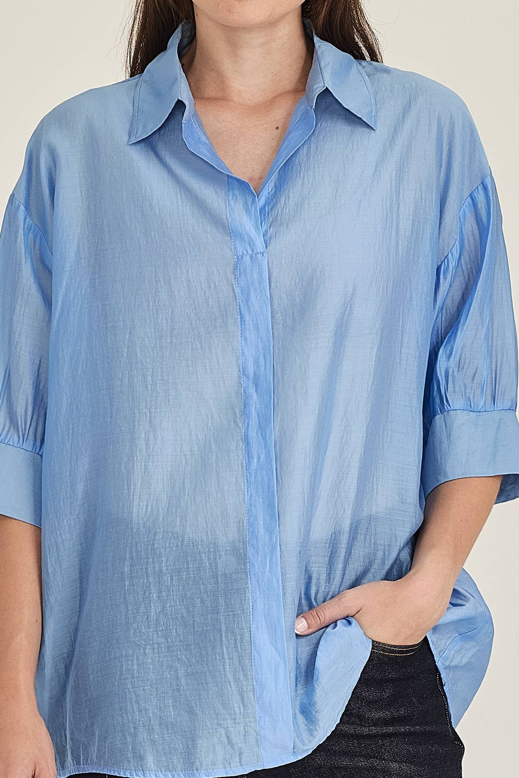 SILLS MILLIE BUTTON DOWN BLOUSE SKY BLUE