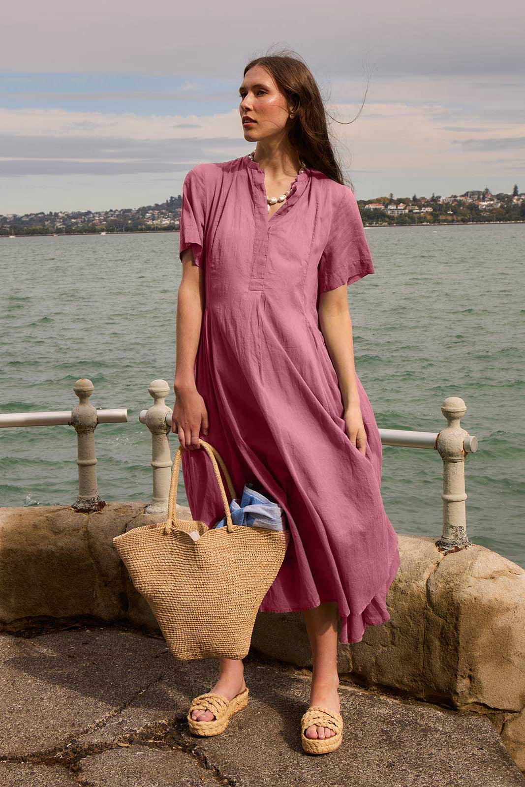 SILLS MIKAYLA COTTON DRESS DARK PINK