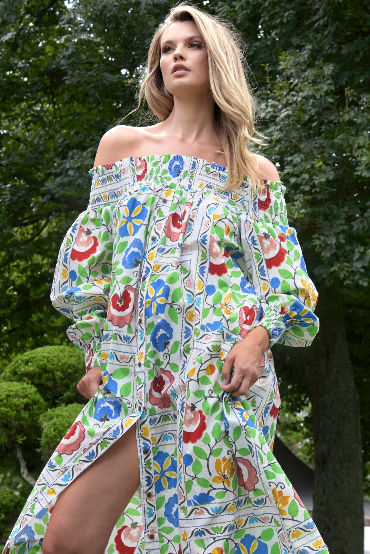 SHIRRED OF MOUTH DRESS