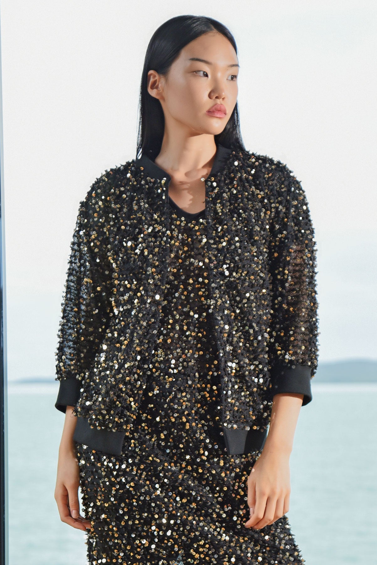 TRELISE COOPER DISCO DIVA JACKET BLACK GOLD POLYESTER SEQUIN