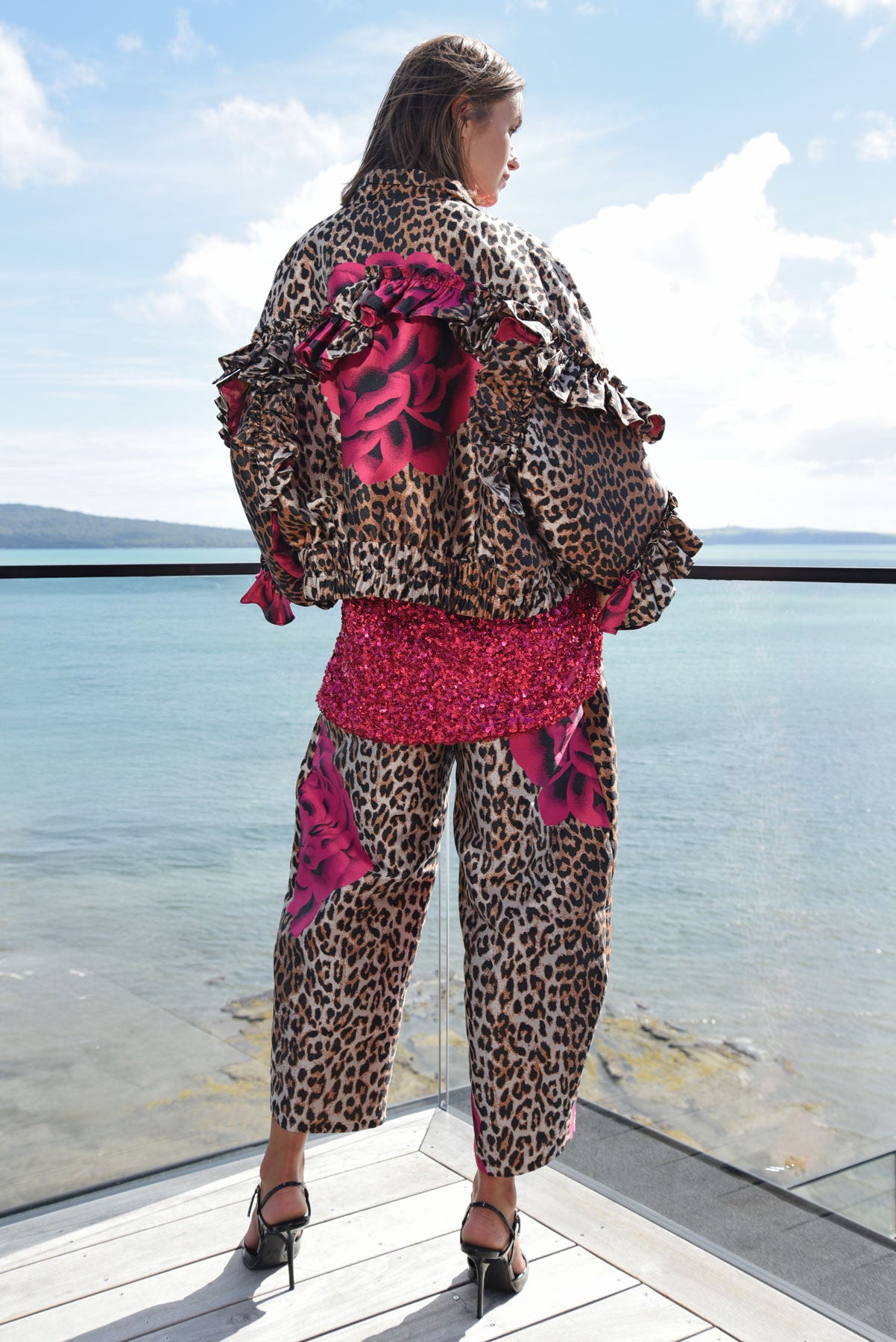 TRELISE COOPER STAND OUT TROUSER LEOPARD PRINT ANIMAL FLORAL PANT POLYESTER