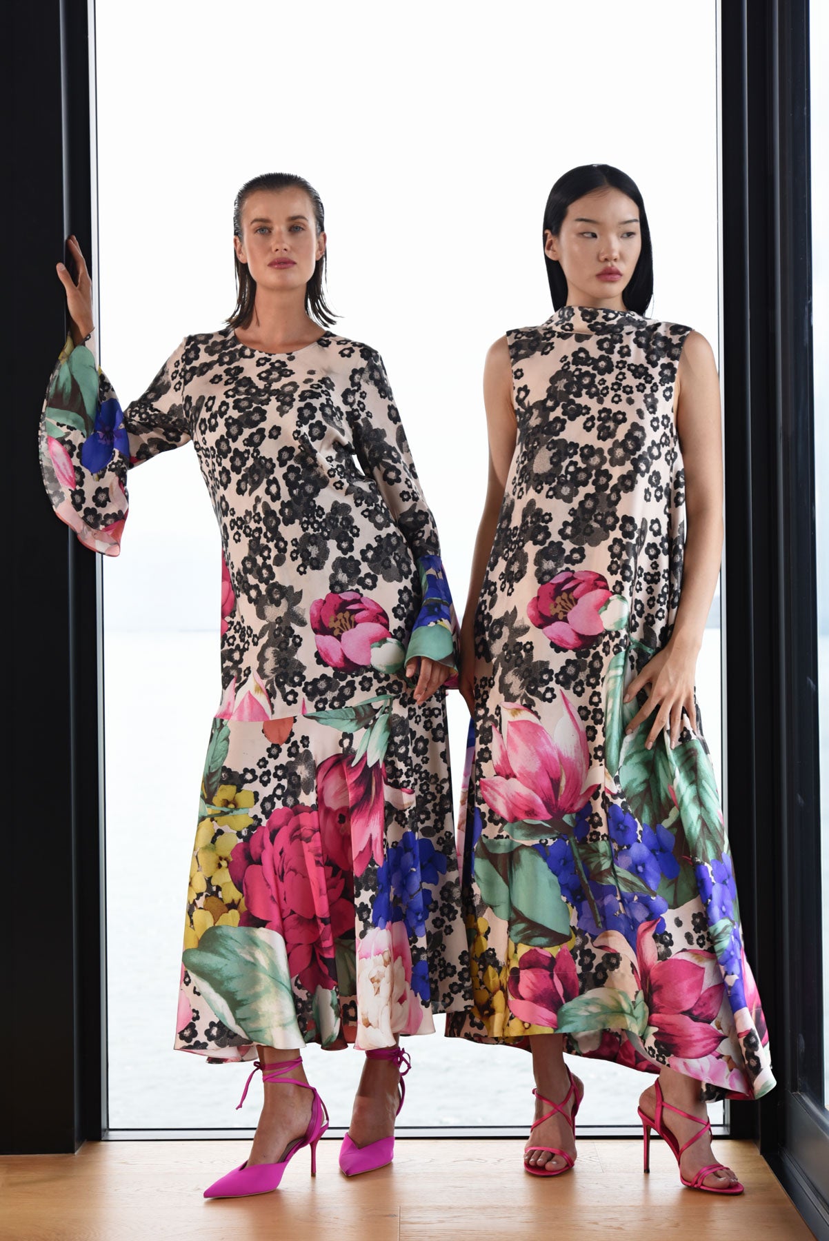 TRELISE COOPER BOW STOPPER DRESS VISCOSE POLYESTER FLORAL MAXI OCCASION DRESS NATURAL PINK