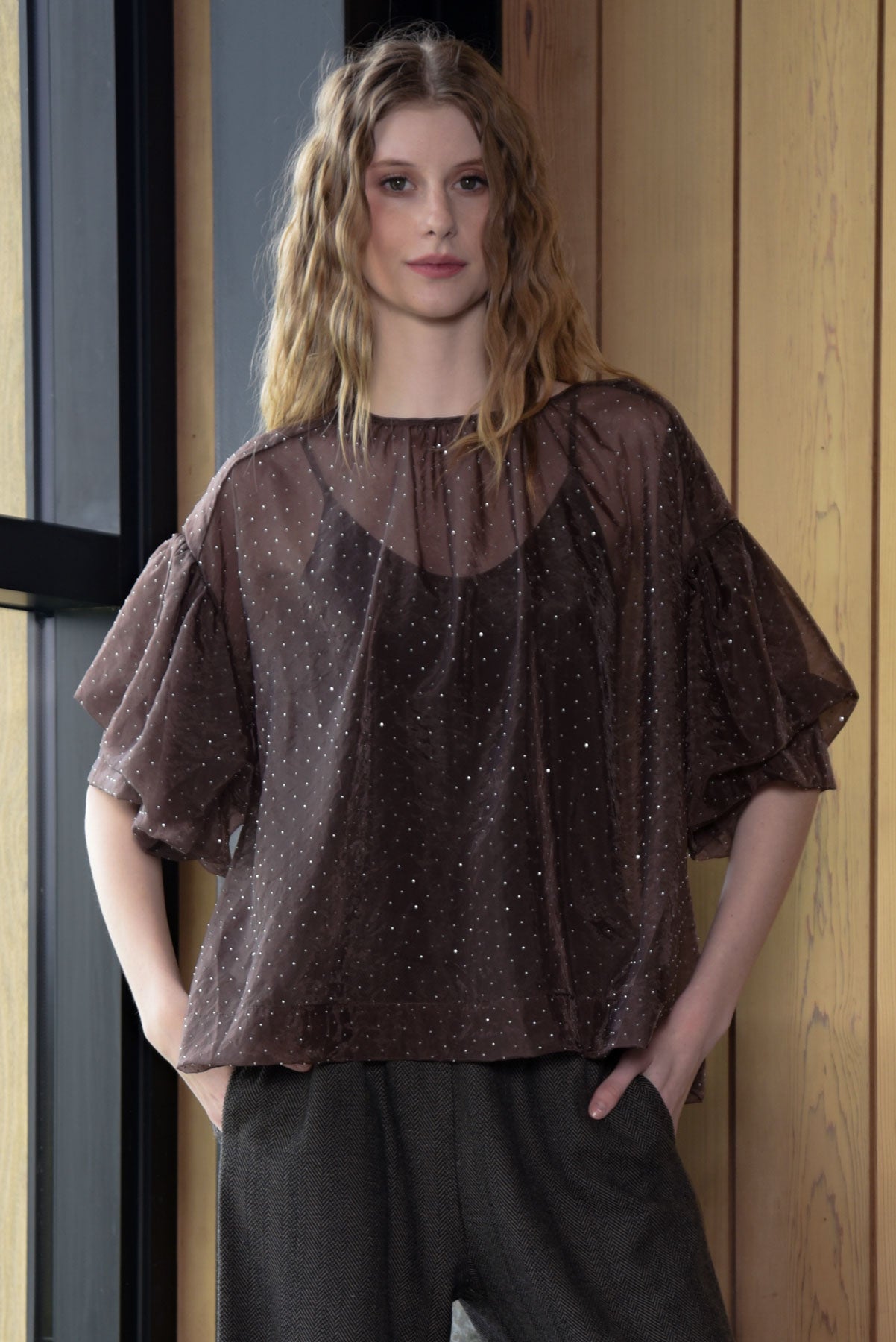 A PROBLEM SHEERED BLOUSE