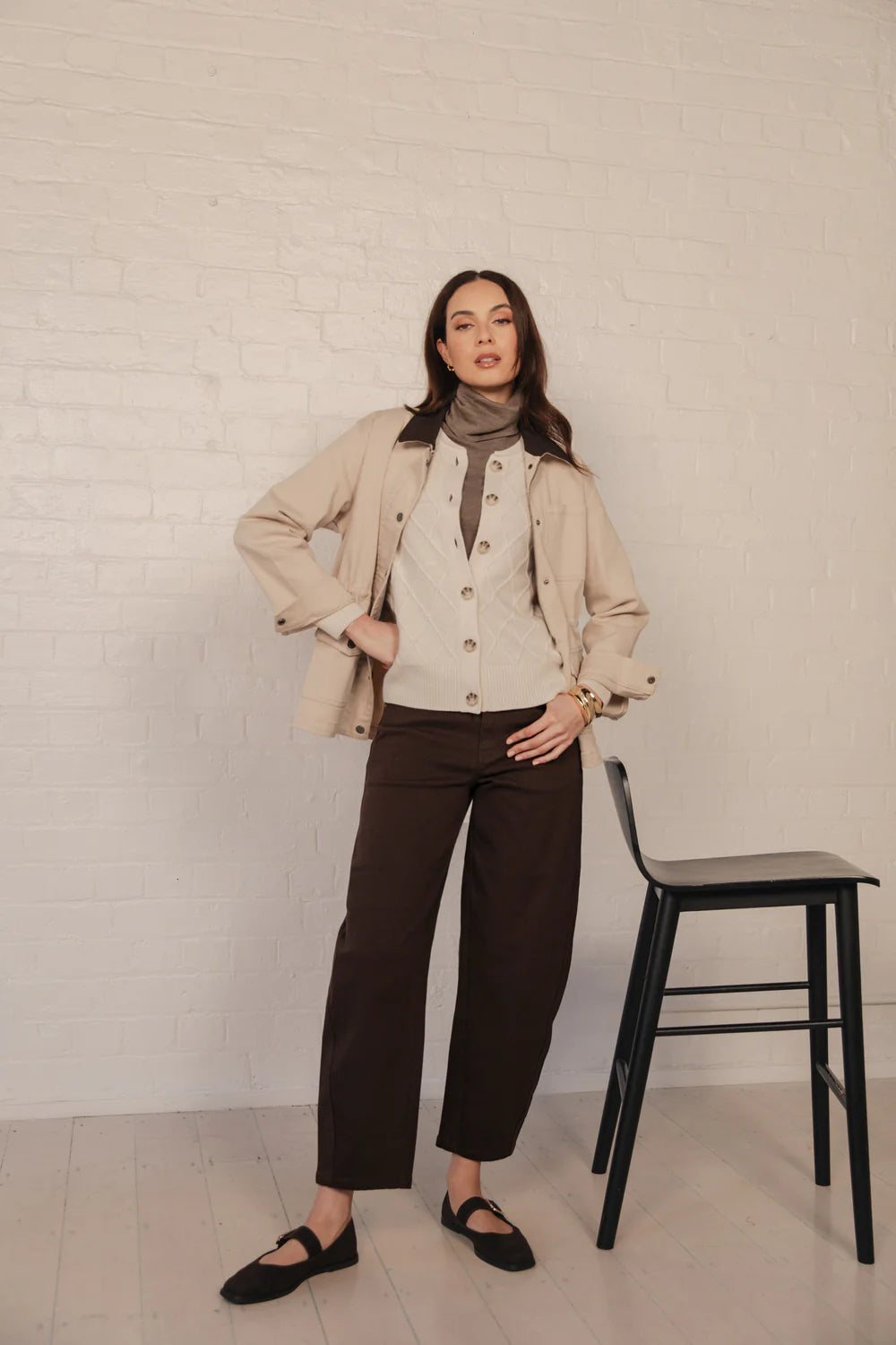 MARLOW THE CURVE BARREL PANT BROWN DENIM JEAN