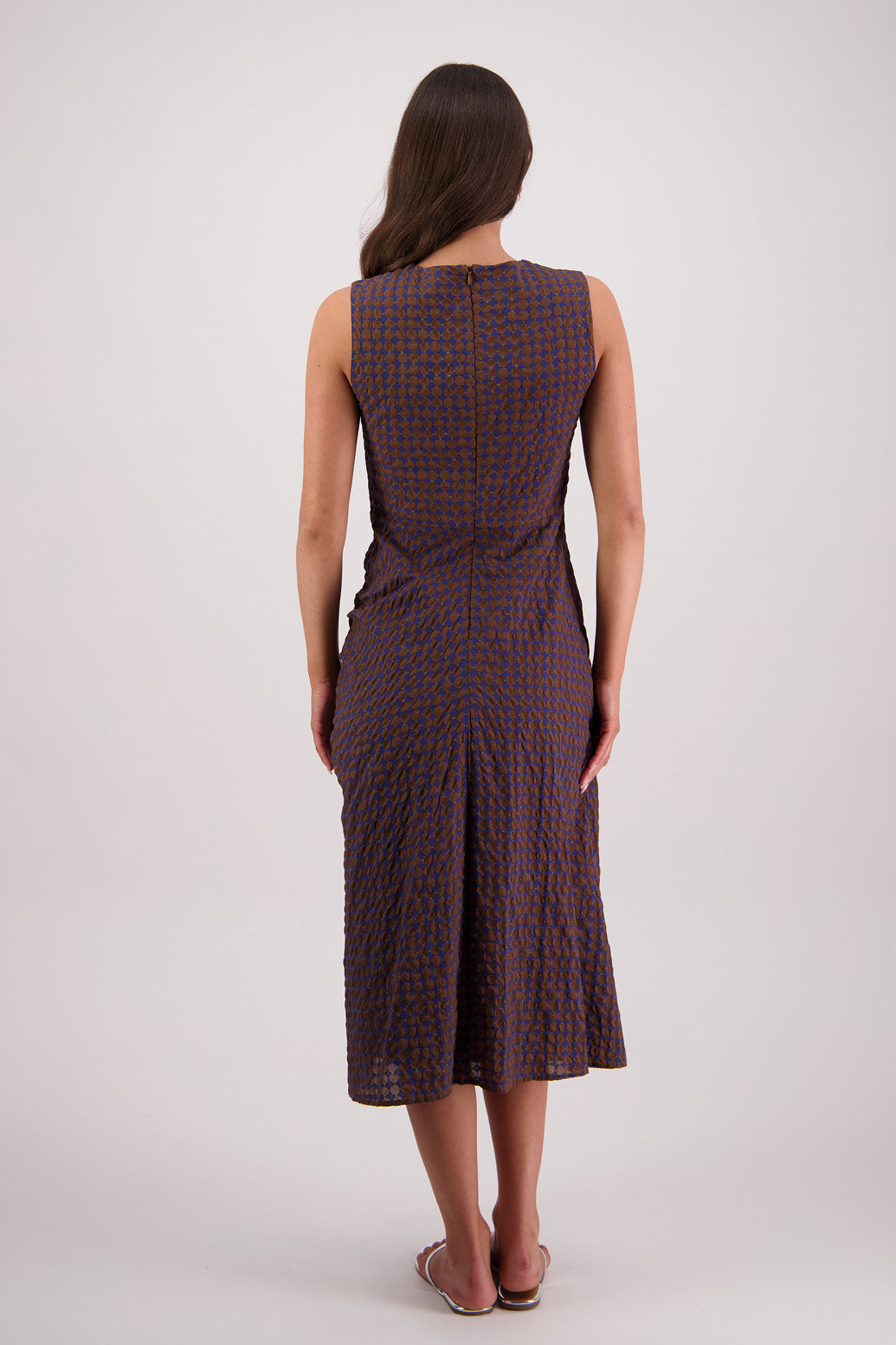 BRIARWOOD TAMARA DRESS COTTON PRINT MIDI DRESS BROWN INK