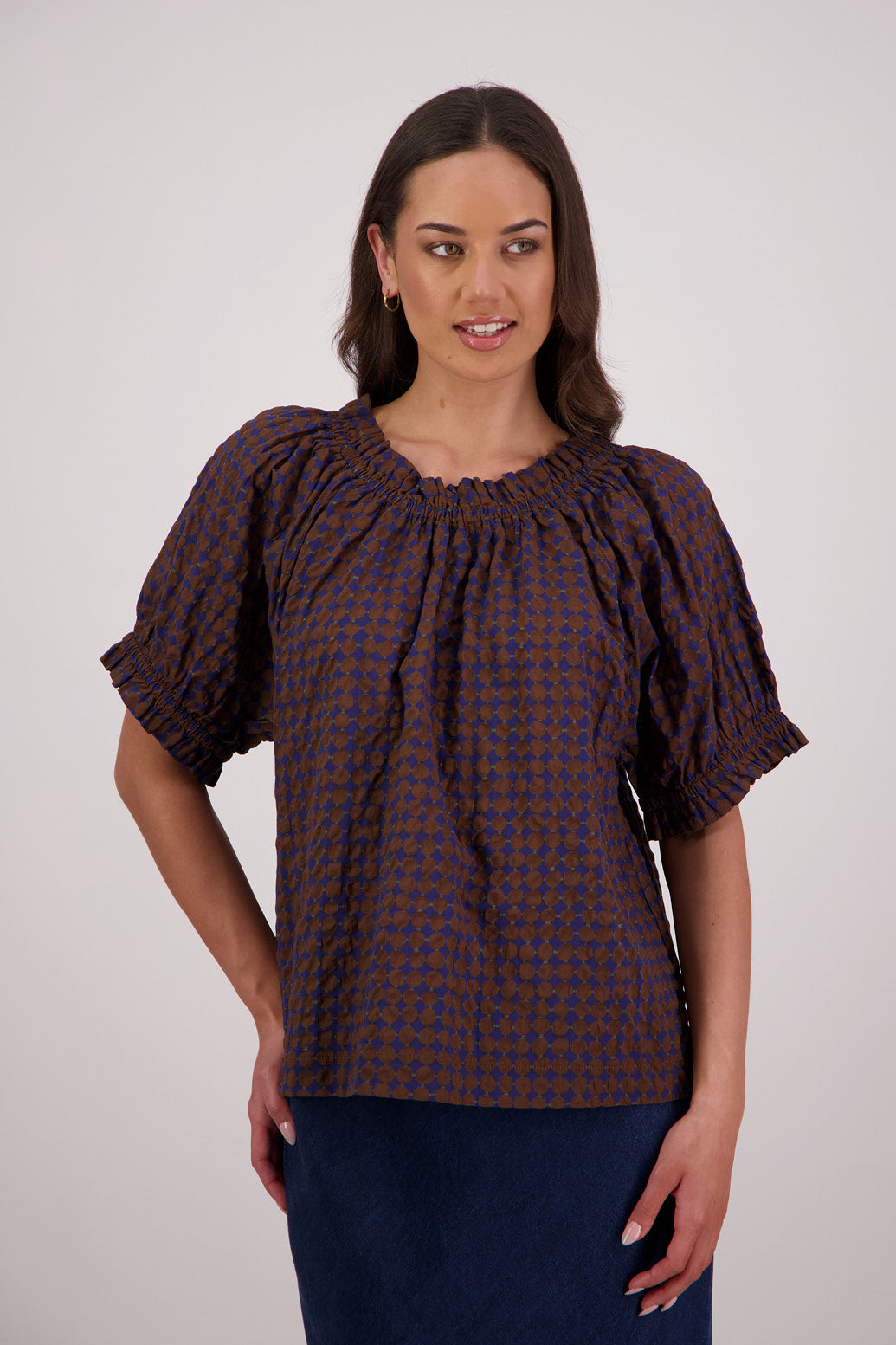 BRIARWOOD TAMMY TOP BROWN INK COTTON