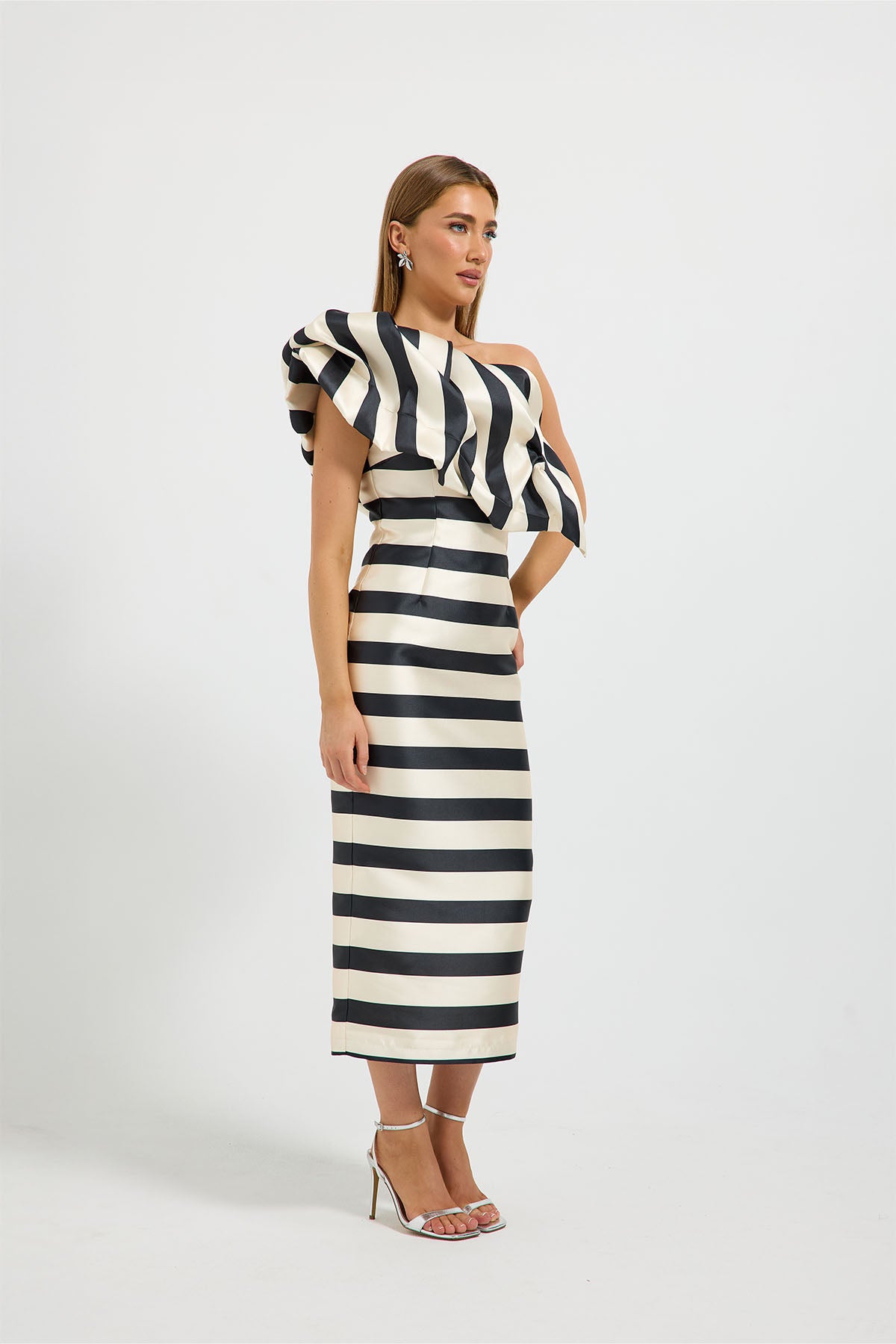 VALERIE SHOULDER MIDI DRESS