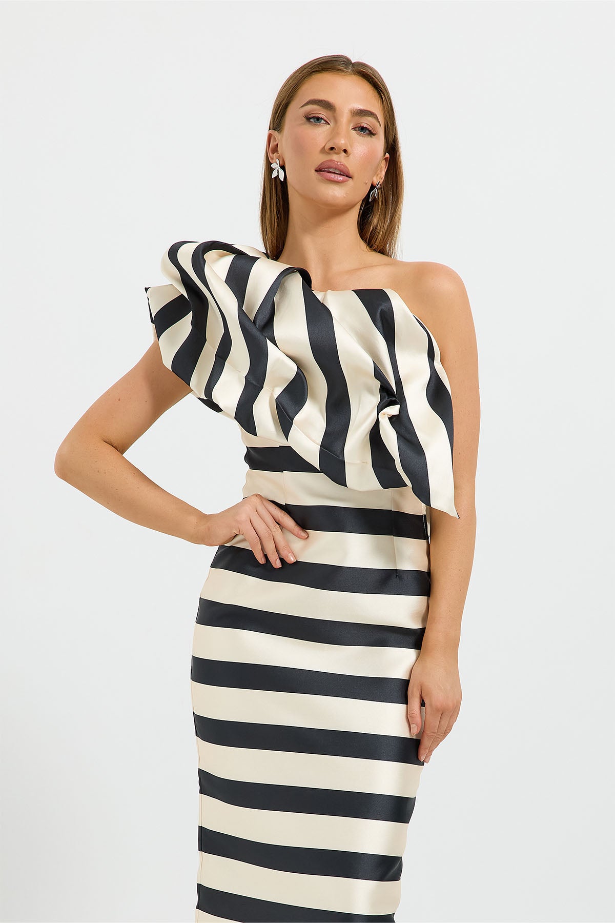 VALERIE SHOULDER MIDI DRESS