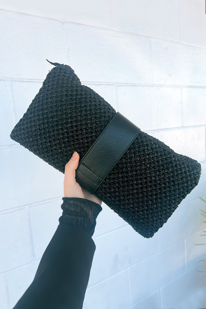 WAVELY WOVEN CLUTCH