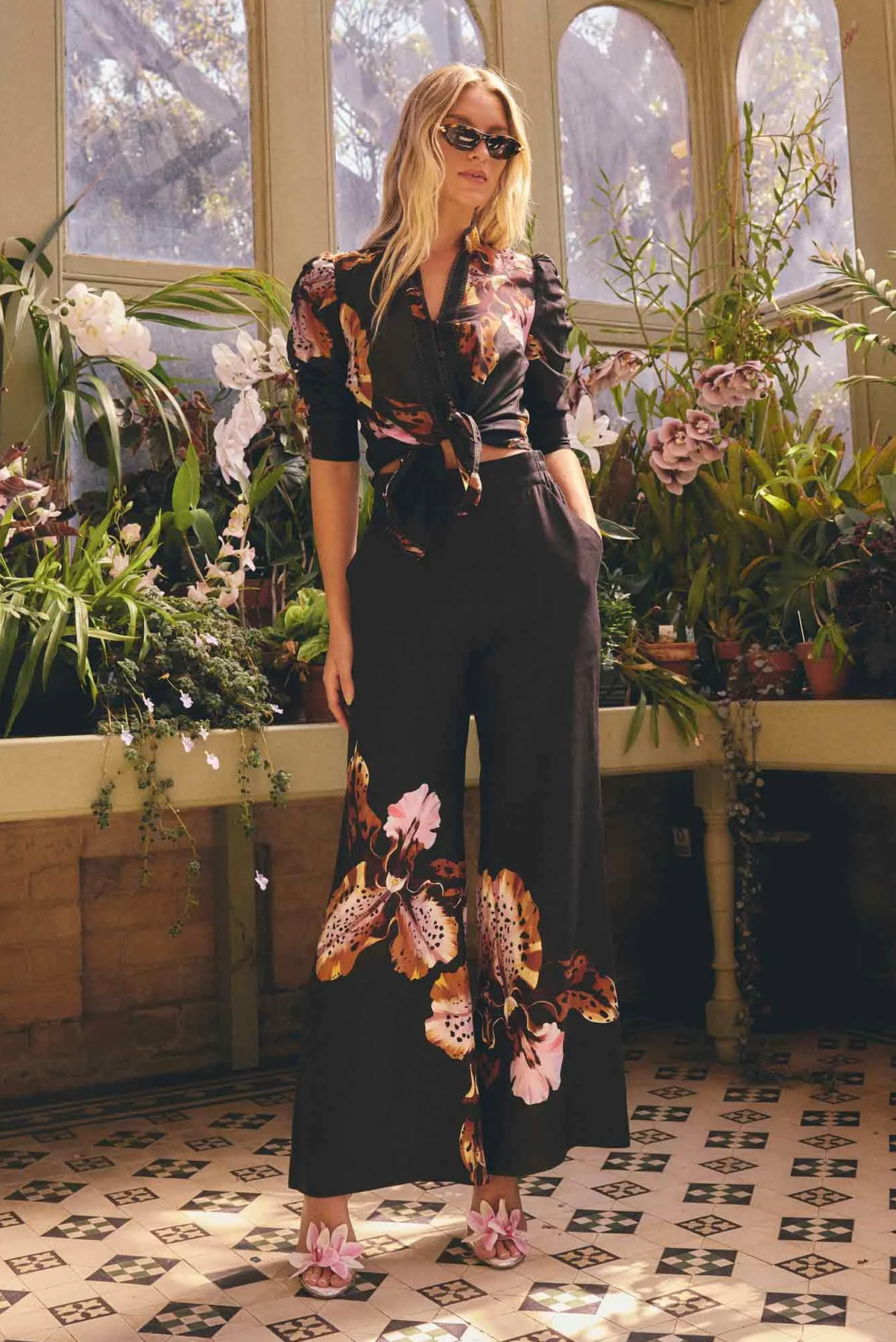 ONCE WAS WILLOW PANT LINEN VISCOSE FLORAL PANT