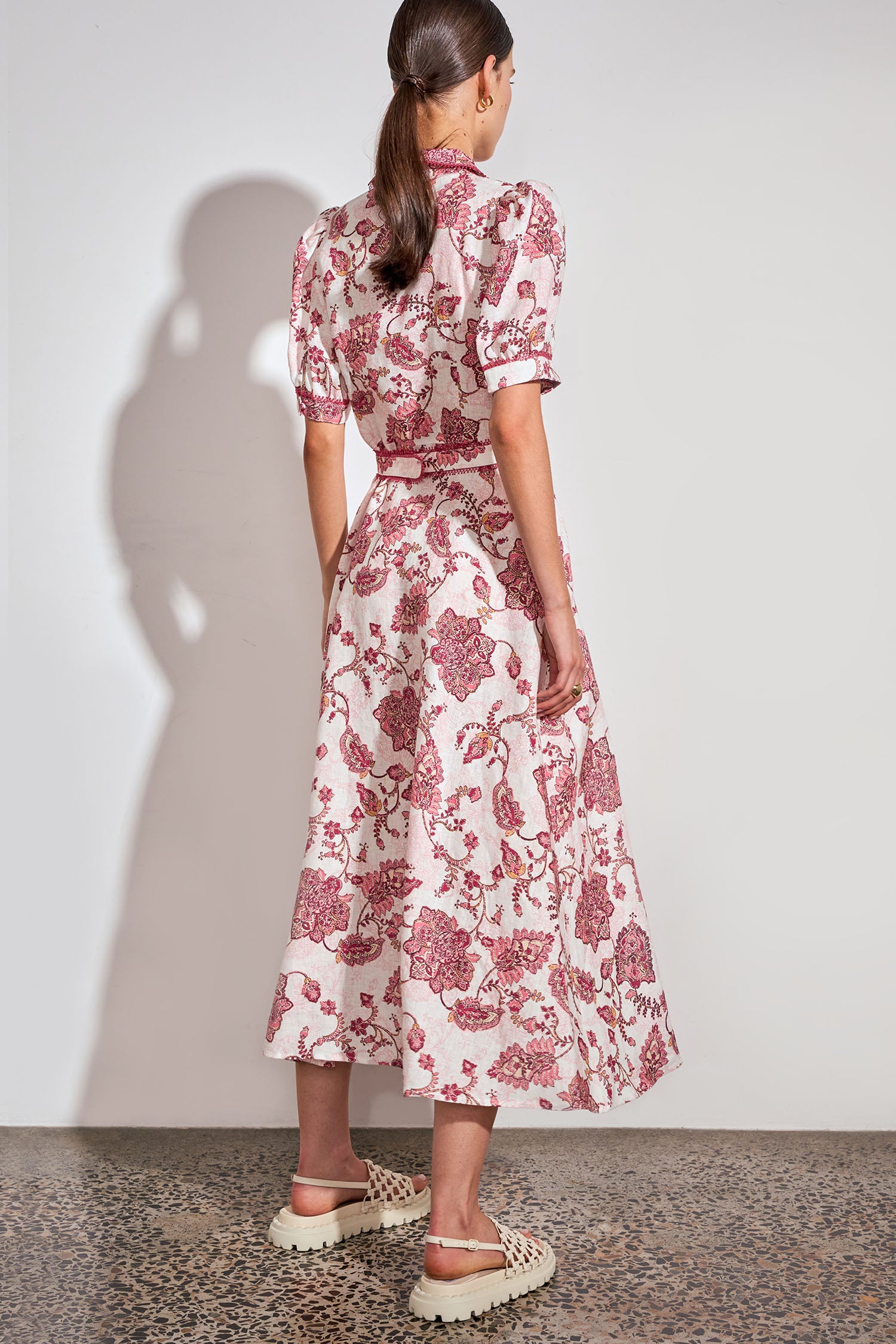 ZOE KRATZMANN ADMIRE DRESS ROSE PAISLEY LINEN MIDI DRESS