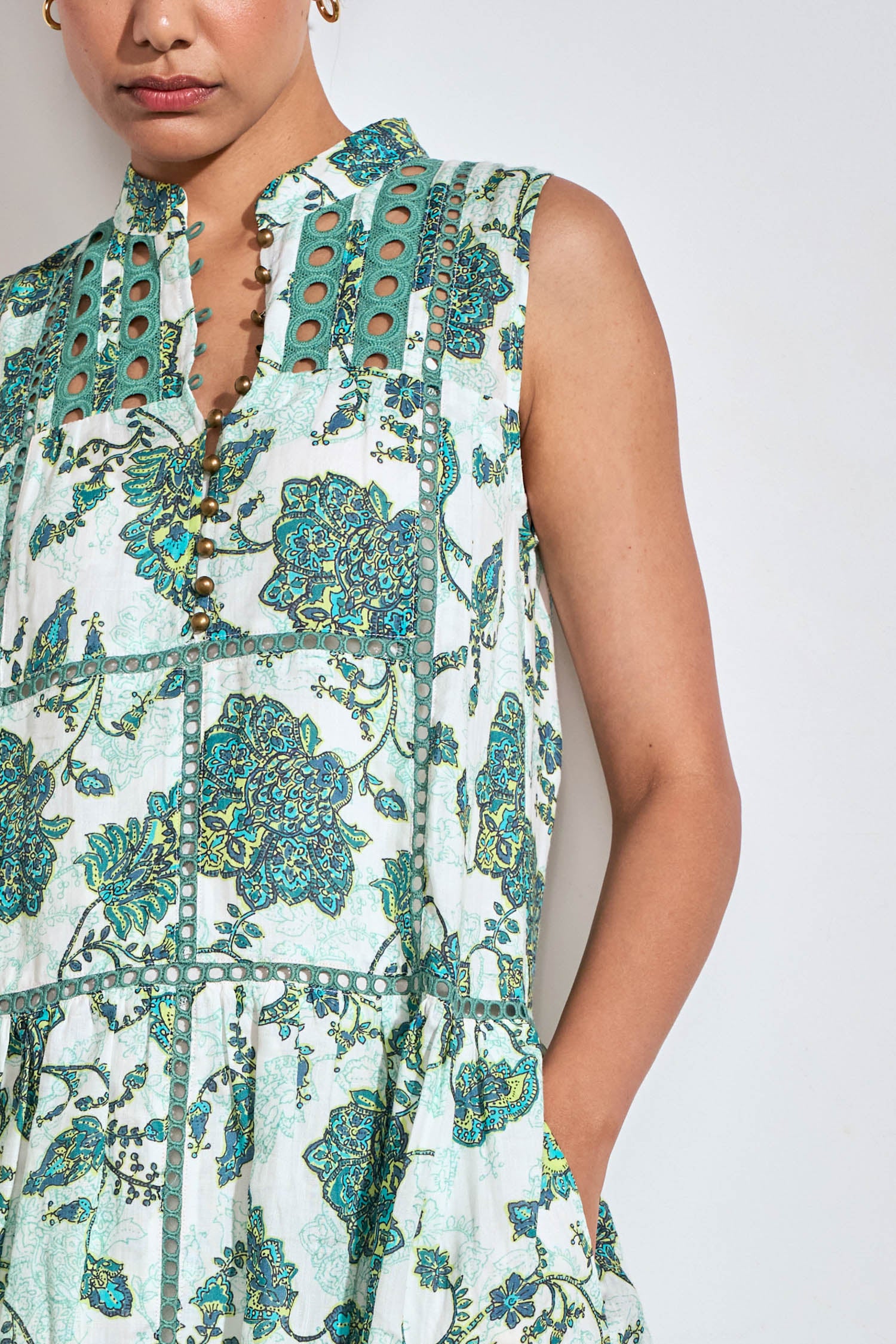 ZOE KRATZMANN LINGER DRESS RAMIE GREEN PAISLEY FLORAL MIDI MAXI DRESS