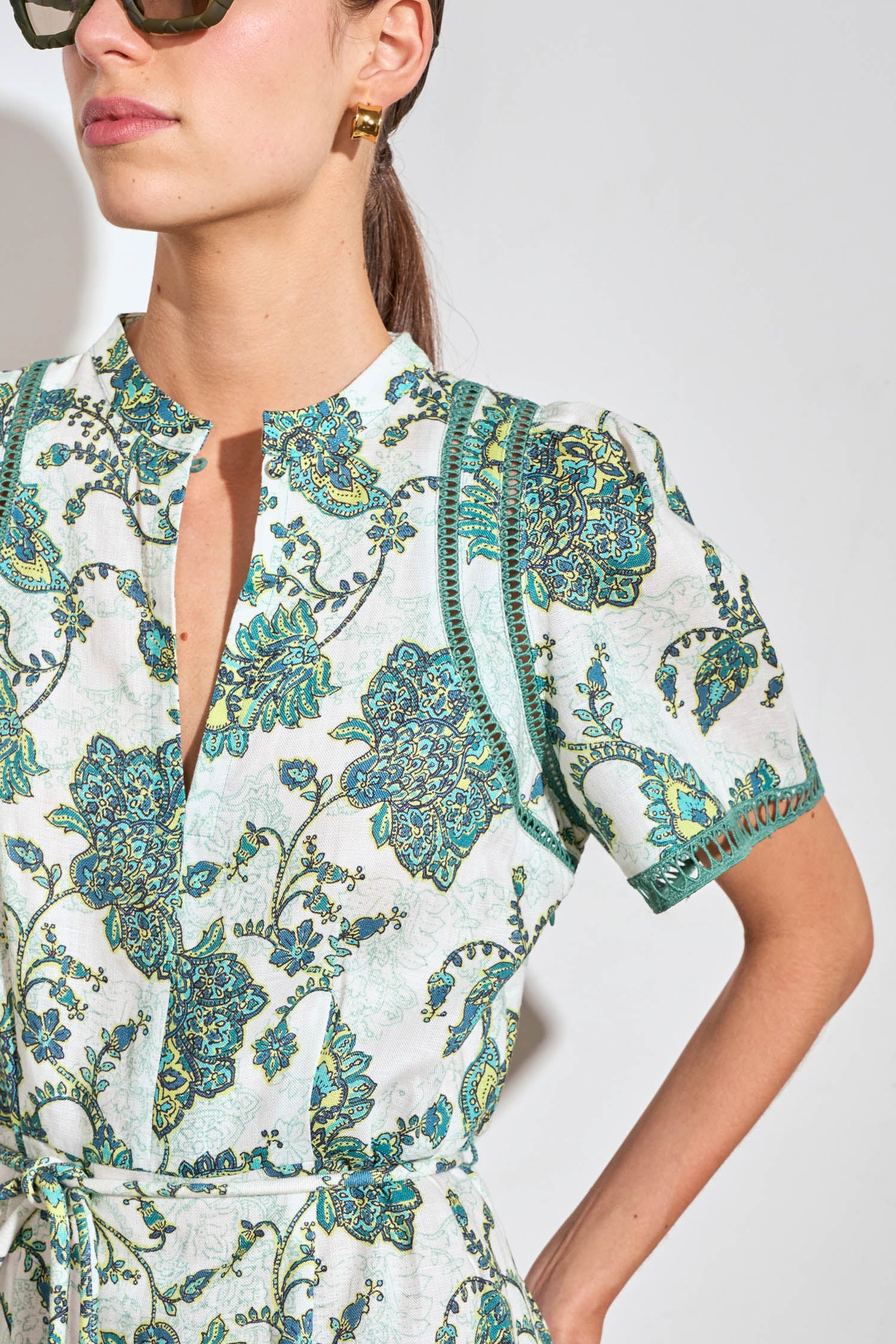 ZOE KRATZMANN POEM DRESS LYOCELL LINEN GREEN PAISLEY FLROAL MIDI DRESS