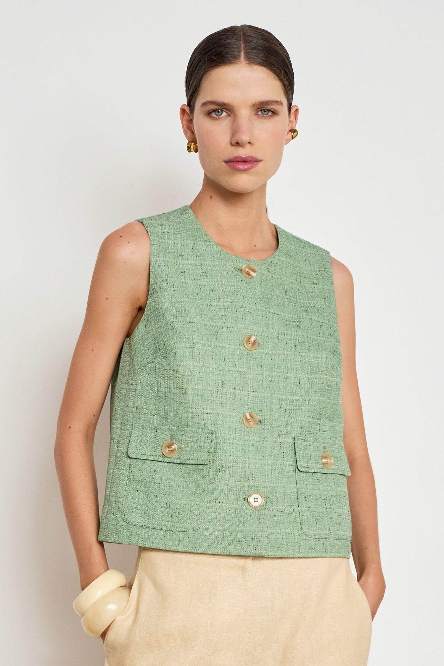 ZOE KRATZMANN SENSE VEST POLYESTER VEST TOP GREEN APPLE
