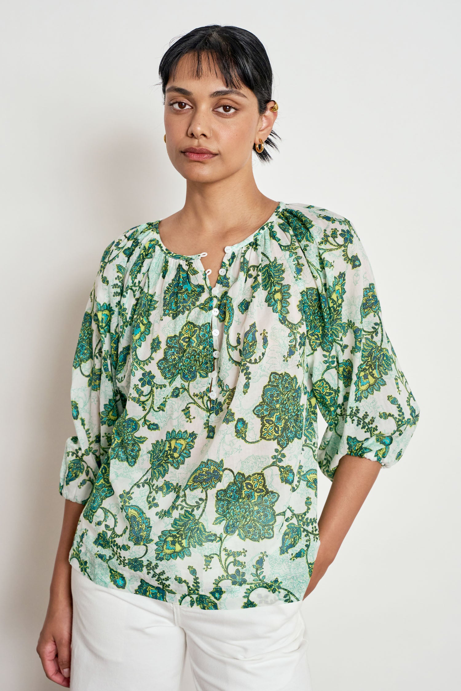 Zoe Kratzmann VOW TOP Cotton Green Paisley Floral Blouse