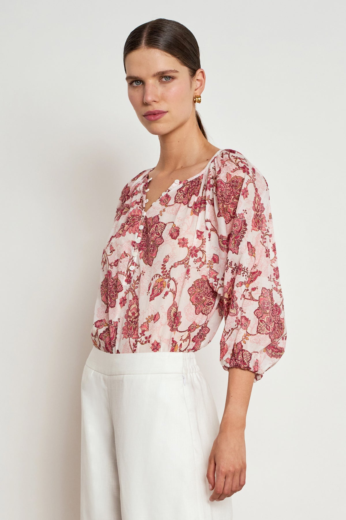 ZOE KRATZMANN VOW TOP COTTON ROSE PAISLEY BLOUSE