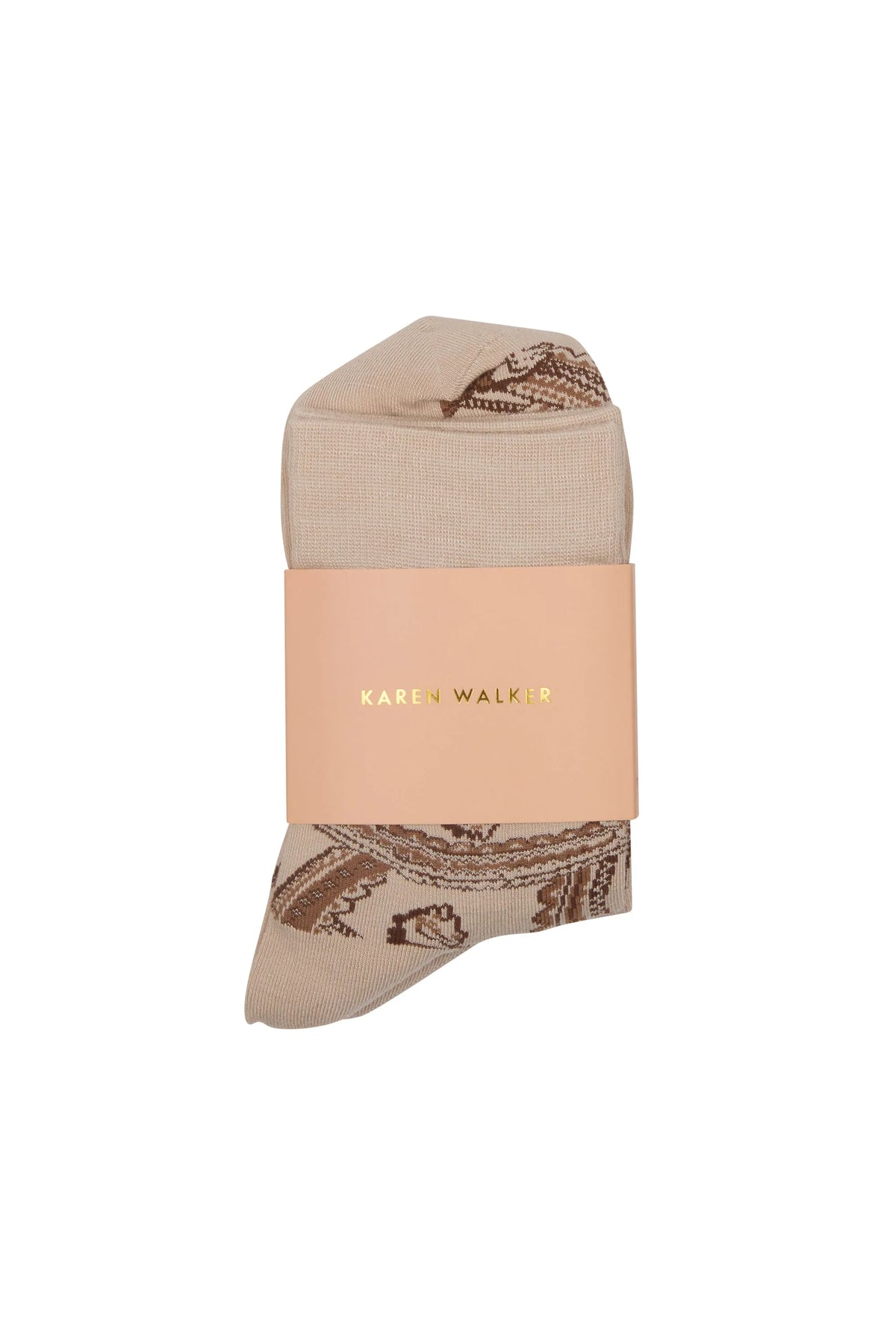 KAREN WALKER CAROUSEL SOCKS 2 PACK CREAM GREEN HORSE BAMBOO POLYAMIDE ELASTANE