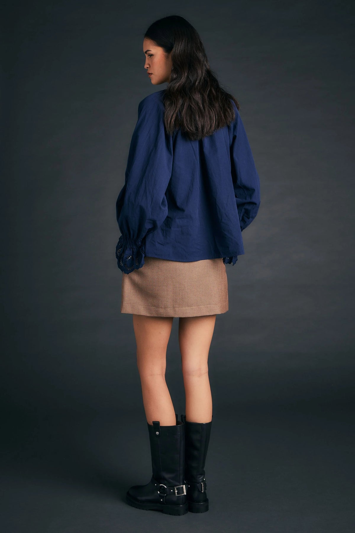 KAREN WALKER IVY BLOUSE NAVY COTTON